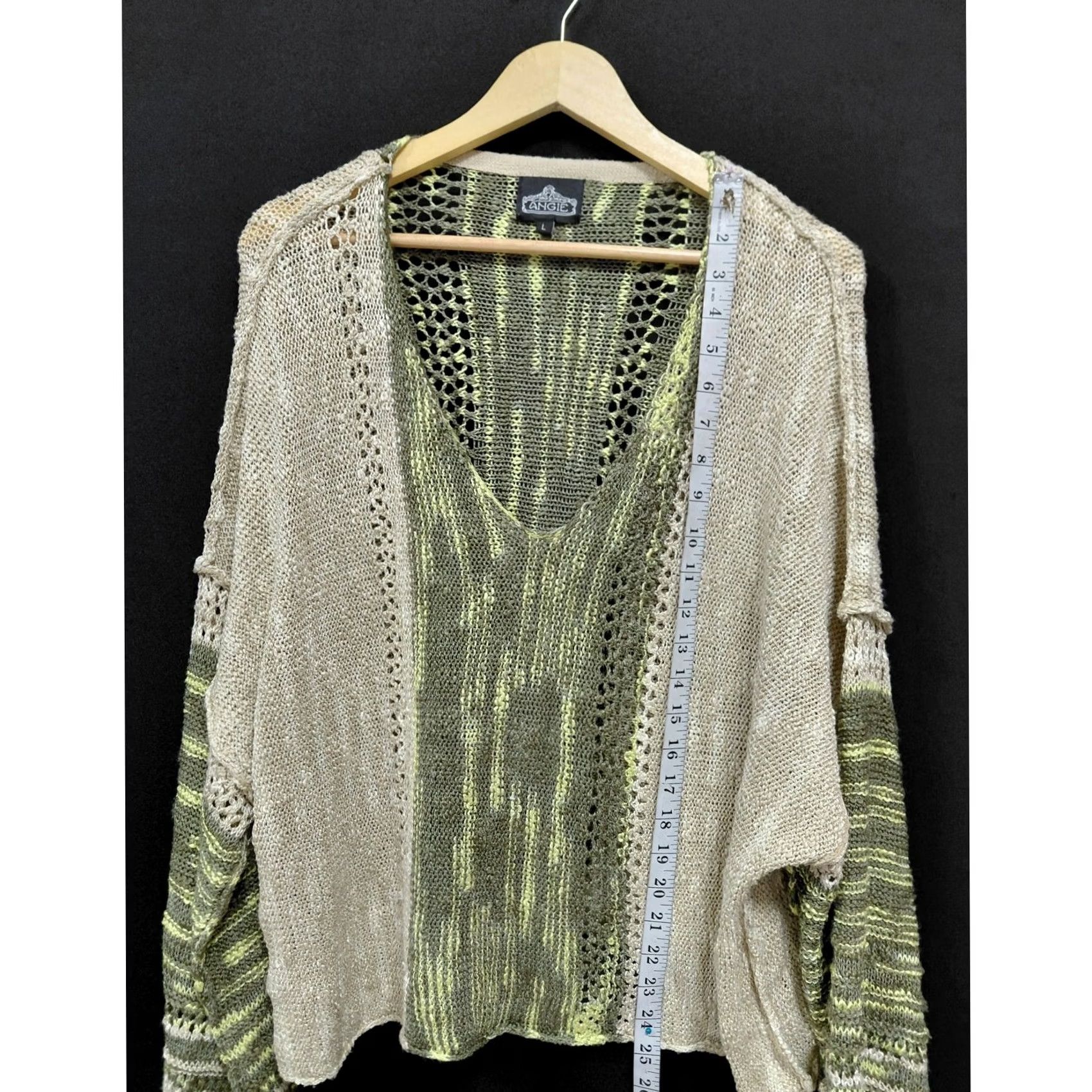 Vintage Angie Cardigan Beige Green Solid Long Sleeve L Women Size L / US 10 / IT 46 - 7 Thumbnail