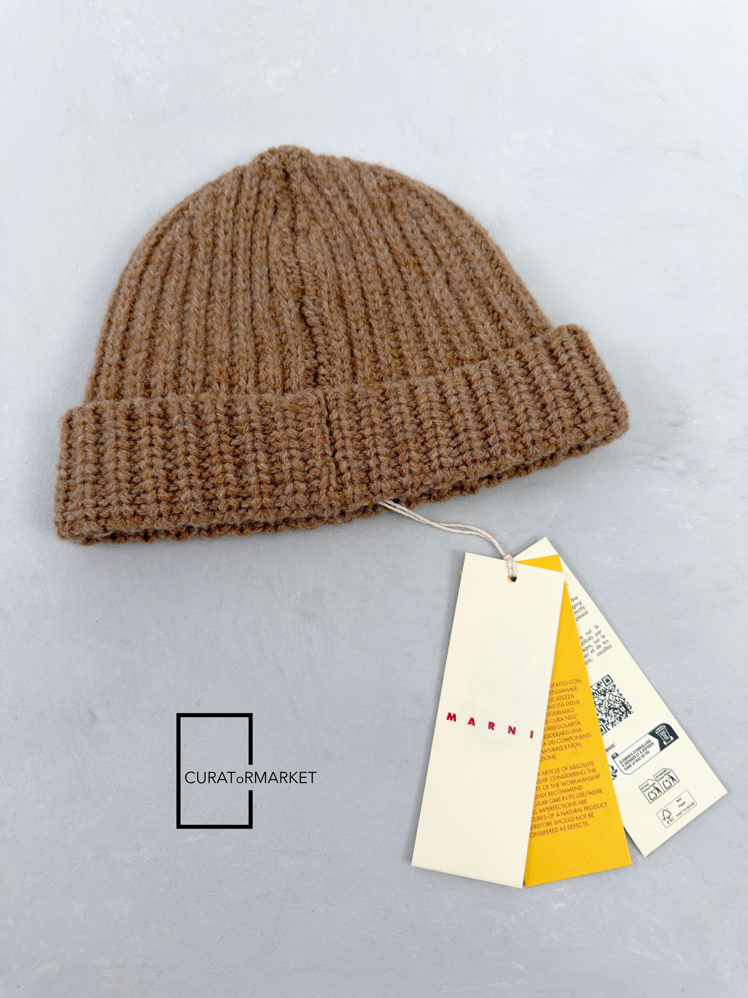 Marni M Distressed Embroidered Fisherman Shetland Wool Beanie FW25 Size ONE SIZE - 3 Thumbnail