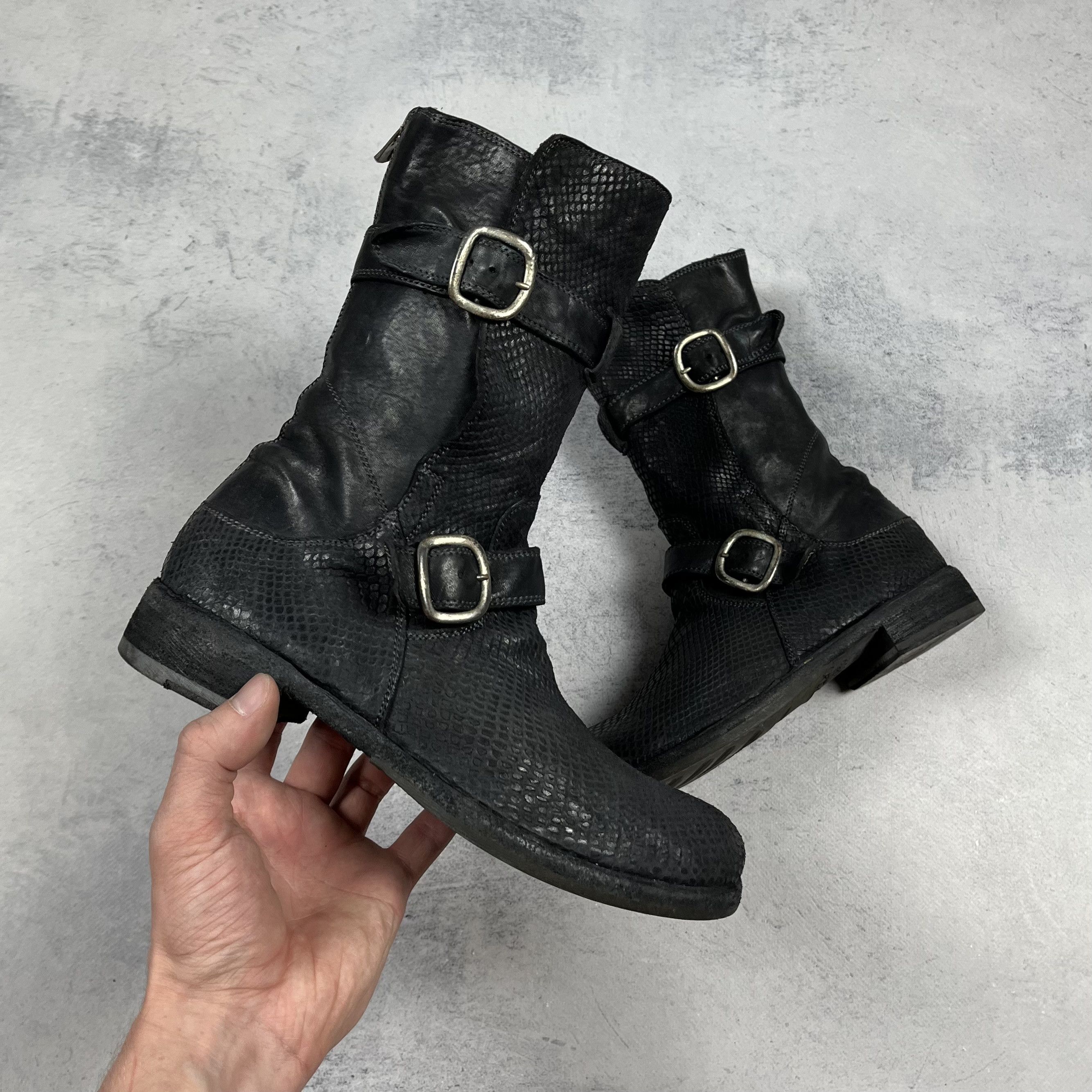 Officine Creative Avant-Garde Officine Creative Snake Embossed Biker Boots Size US 6 / IT 36 - 2 Thumbnail