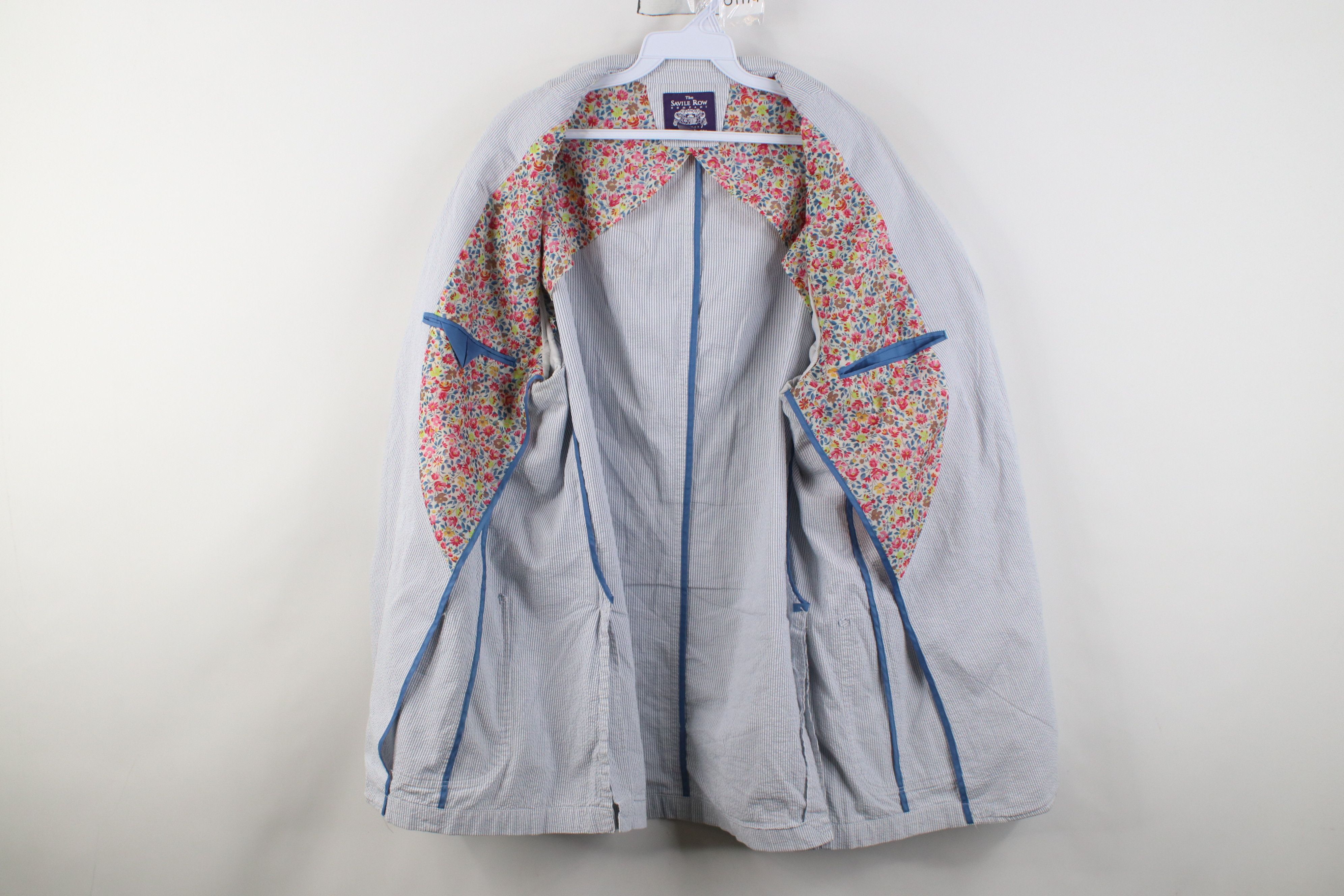 Vintage The Savile Row Seersucker 2 Button Suit Coat Blazer Jacket Size US XXL / EU 58 / 5 - 11 Thumbnail