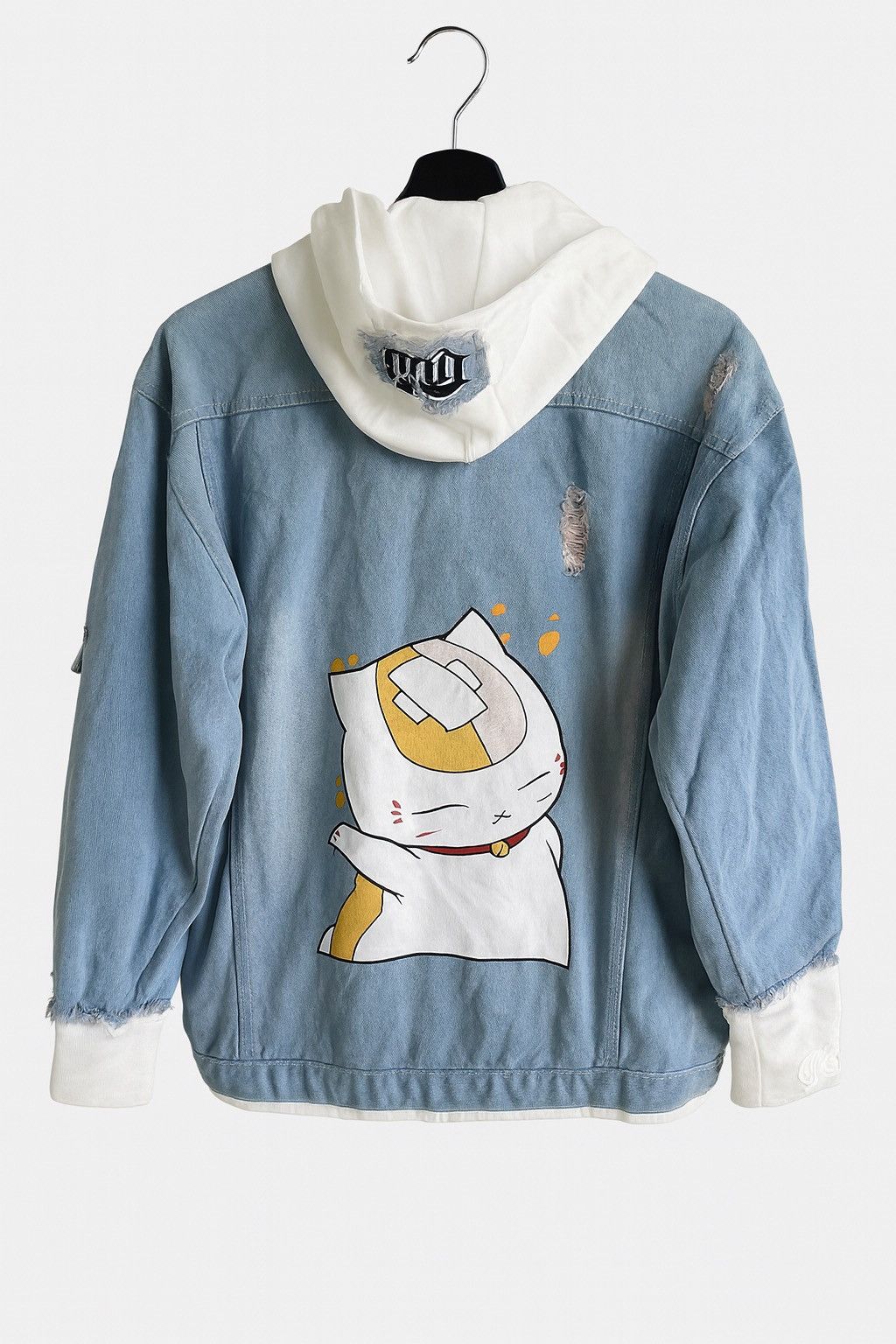 Japanese Brand Vintage-Inspired Light Wash Denim Jacket Hoodie Cat Graphic Size M / US 6-8 / IT 42-44 - 1 Thumbnail