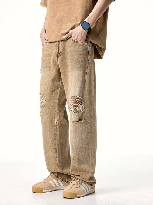 Japanese Brand × Jean Japanese retro washed ripped distressed straight jeans Size US 32 / EU 48 - 2 Thumbnail