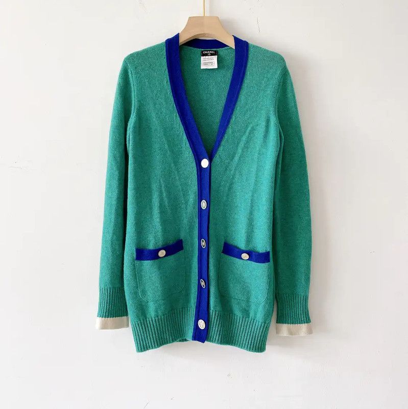 Chanel Chanel Green Cashmere Cardigan for Women 0089 Size S / US 4 / IT 40 - 1 Thumbnail