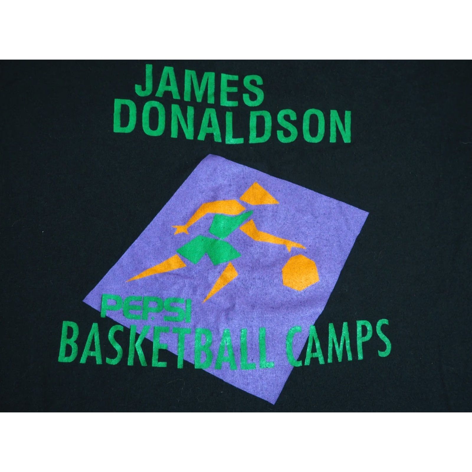 Vintage VTG 80s James Donaldson Basketball Camp Pepsi NBA Mavericks Texas Tee T-Shirt L Mens Black Cotton Graphic Tee Size US L / EU 52-54 / 3 - 5 Thumbnail