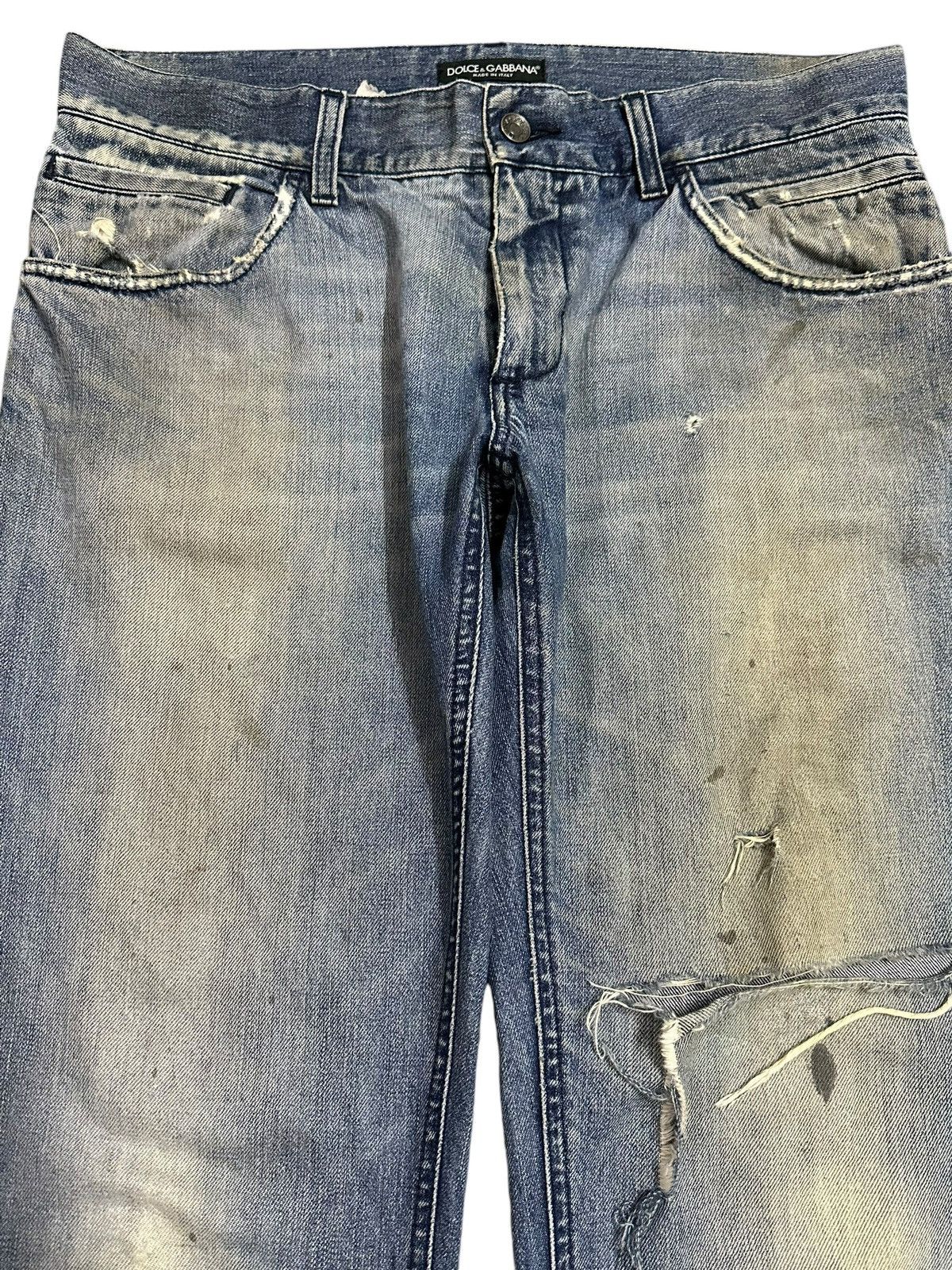 Dolce & Gabbana Vintage Dolce & Gabbana Mud Faded Wash Style Distress Jeans Size US 35 - 3 Thumbnail