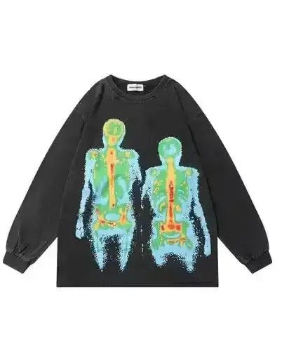 VIBE Harajuku Skeleton Long Sleeve T Shirt Size US L / EU 52-54 / 3 - 4 Thumbnail