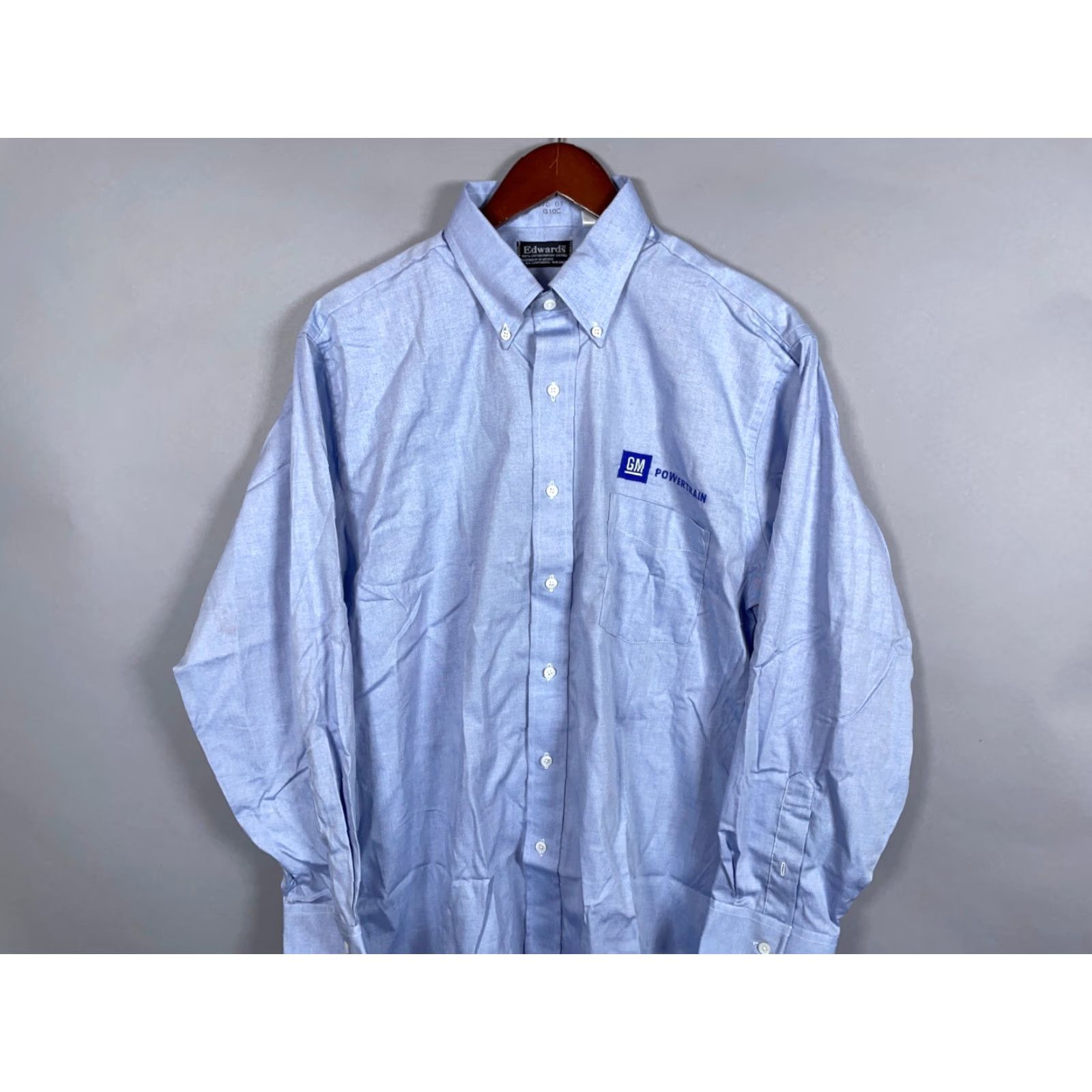Vintage VINTAGE Edwards GM Powertrain Work Shirt Men Large Blue Oxford Embroidered 90s Grunge Heavyweight Size US L / EU 52-54 / 3 - 4 Thumbnail