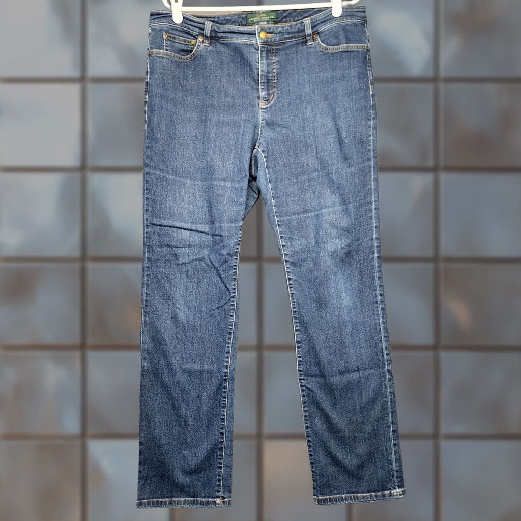 Ralph Lauren VINTAGE Ralph Lauren Jeans Co LRL Women 14W Blue Denim Stretch Mid Rise Straight Leg Size 25" / US 0 / IT 36 - 1 Thumbnail