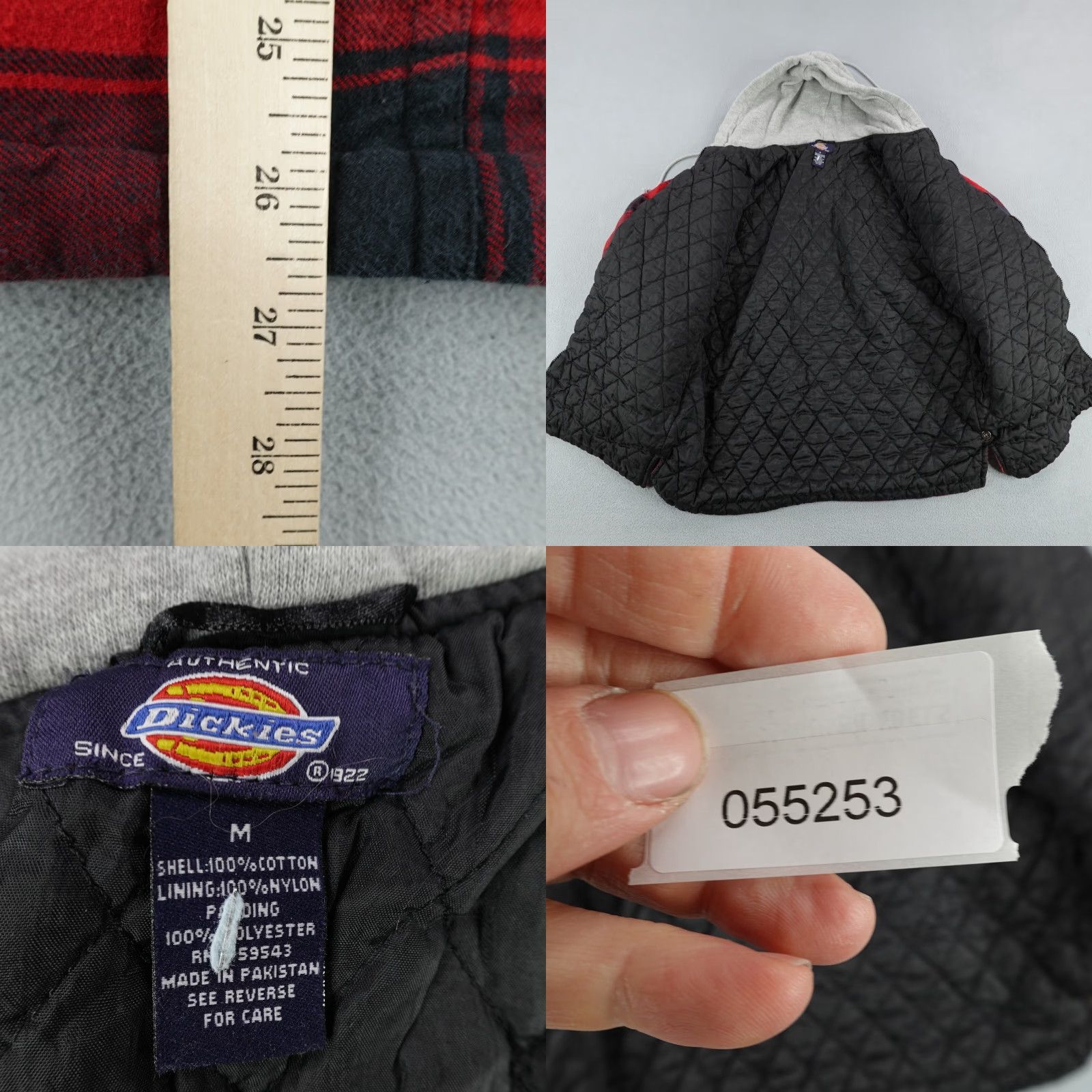 Dickies VINTAGE Dickies Jacket Mens M Red Black Buffalo Check Quilted Plaid Flannel Coat Hoodie Full Zip Pockets Size US M / EU 48-50 / 2 - 8 Thumbnail