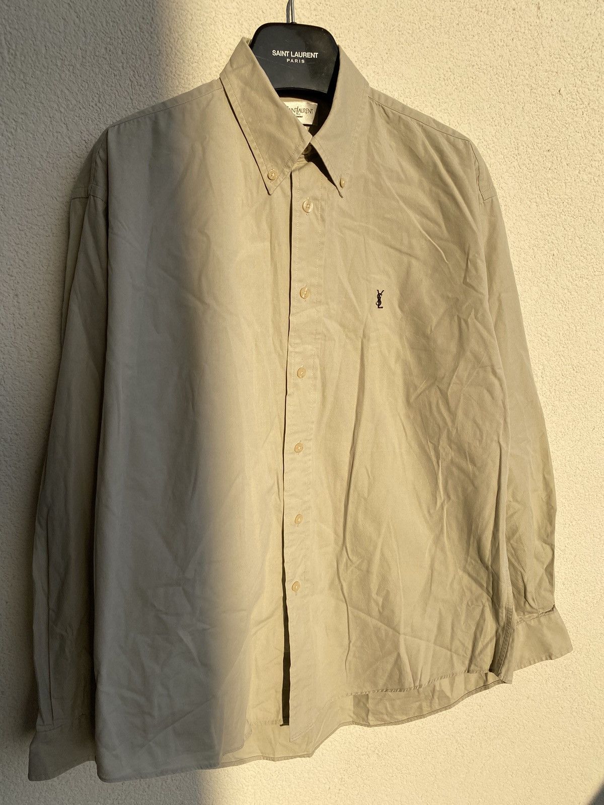 Yves Saint Laurent Cotton YSL Shirt Beige Size US L / EU 52-54 / 3 - 2 Thumbnail