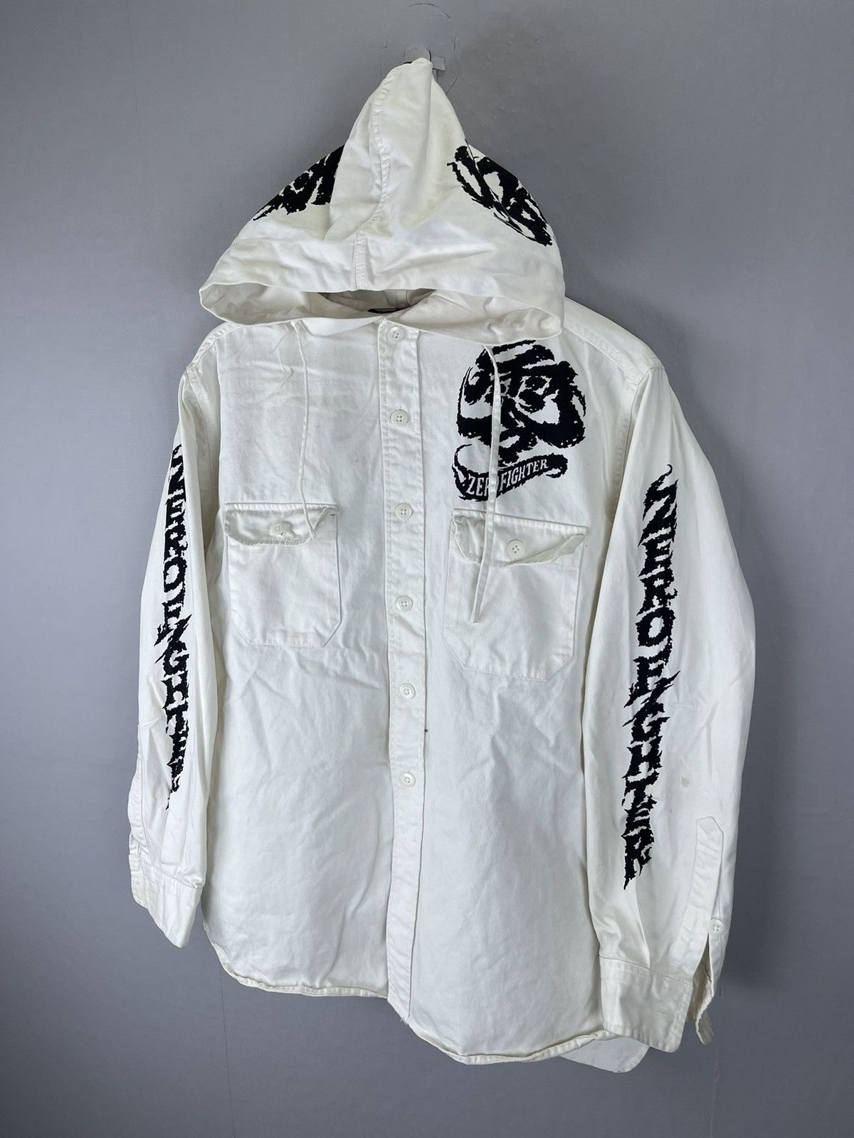 If Six Was Nine × Vintage VINTAGE ZERO FIGHTER Big Printed Army Skulls Button Hoodie Size US M / EU 48-50 / 2 - 5 Thumbnail