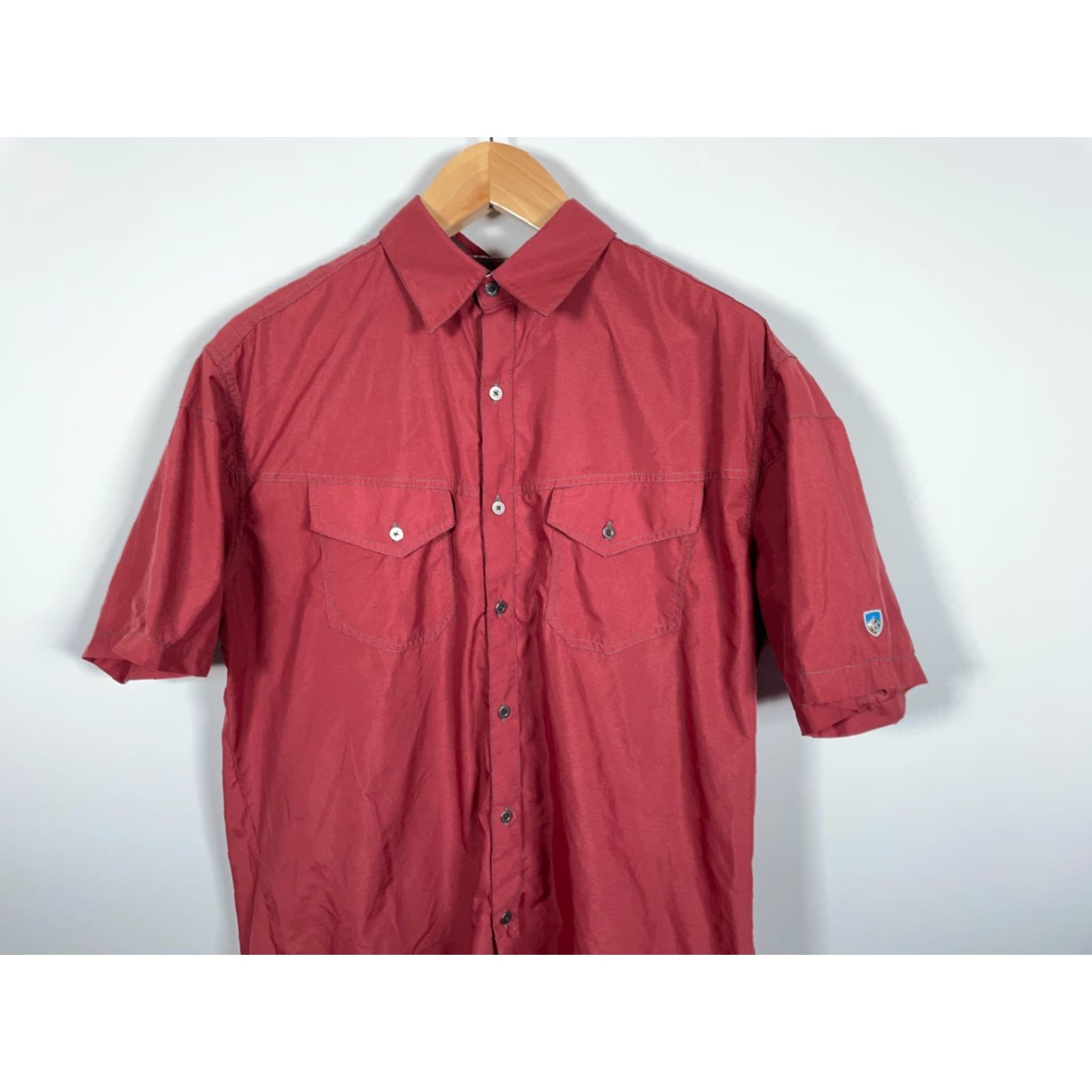 Vintage Kuhl Shirt Short Sleeve Men's XL Dark Red Check Polyester Hiking Button-Up Casual Outdoor Size US XL / EU 56 / 4 - 4 Thumbnail