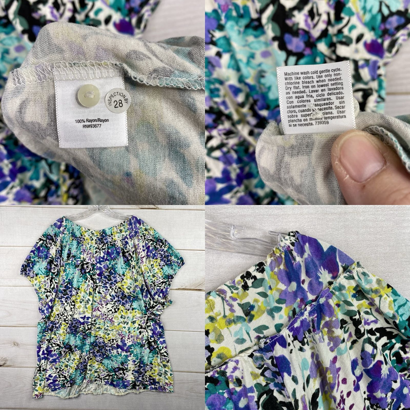 Vintage Ana Womens 3X Blouse Puff Sleeve Scoop Neck Pullover Floral Boho Peasant Stretch Rayon Casual Party/Cocktail Travel Fall Spring Womens Size XXL / US 16-18 / IT 52-54 - 8 Thumbnail