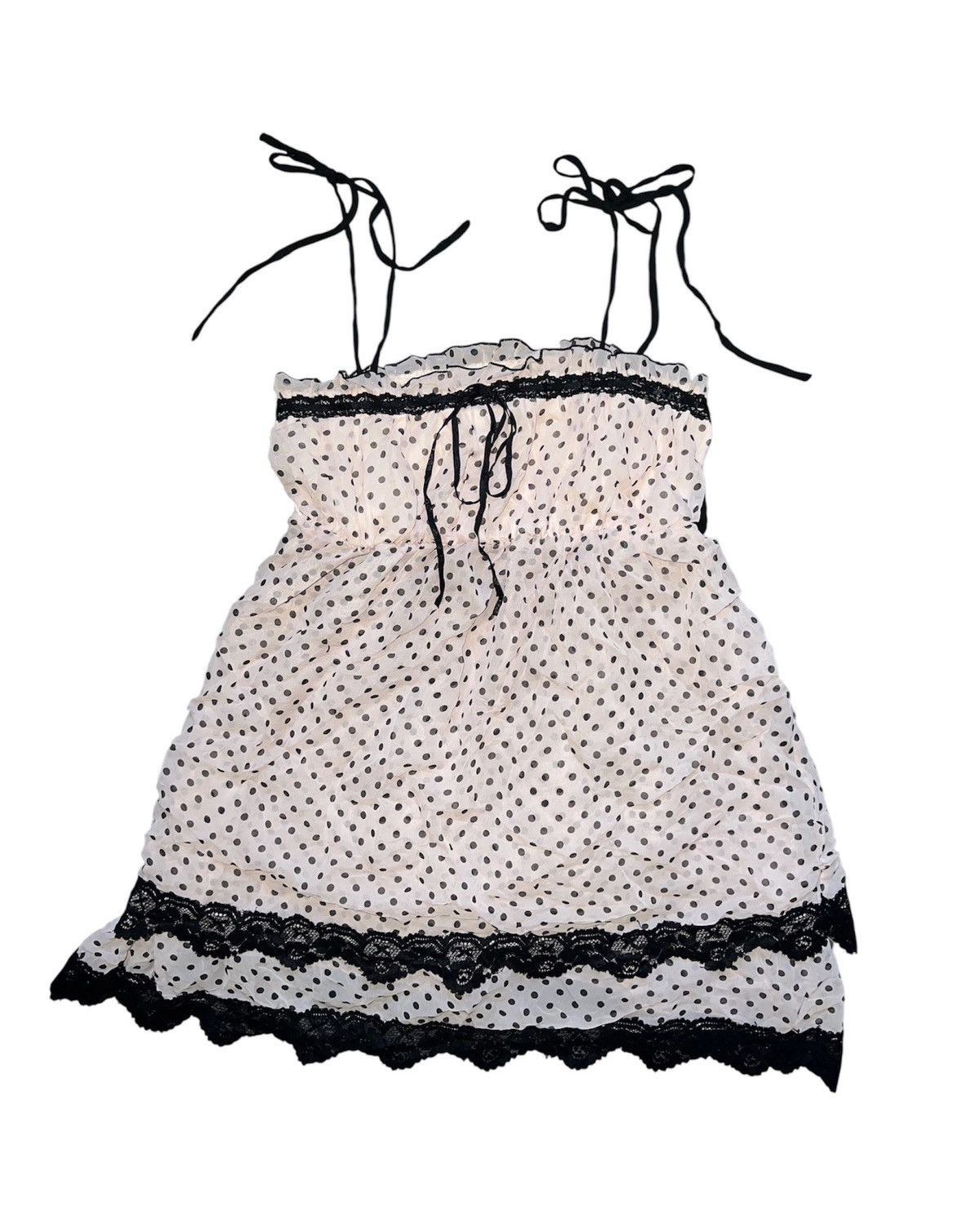 Japanese Brand Tralala pastel pink polkadot bow tie cami💖🎀 Size ONE SIZE - 3 Thumbnail