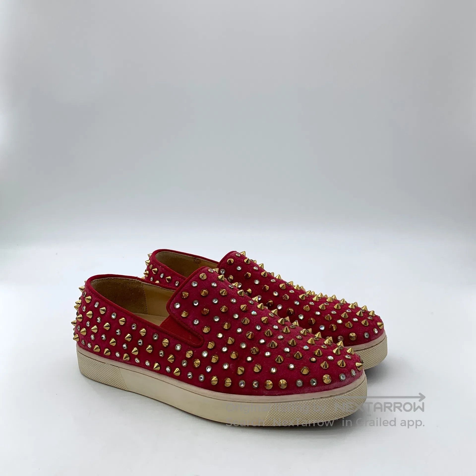 Christian Louboutin Christian Louboutin Red Full Stud Casual Flat Slip-On Loaf Size US 6.5 / IT 36.5 - 2 Thumbnail