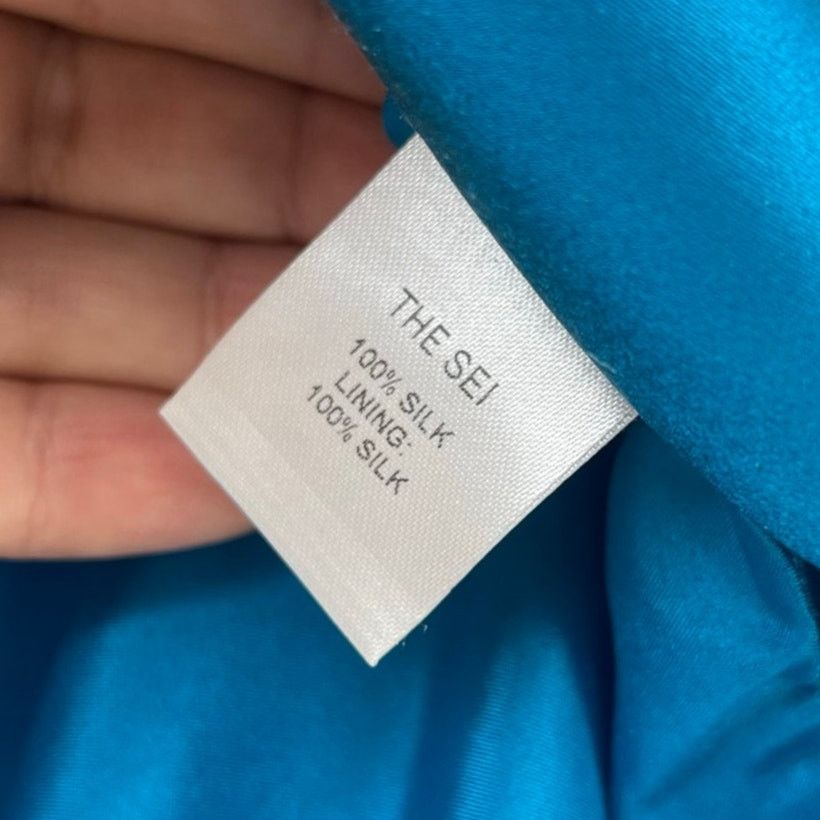 Other The Sei | Ruched Mini Skirt in Lake Teal Blue Silk 6 w/ Tags Size 28" / US 6 / IT 42 - 13 Thumbnail