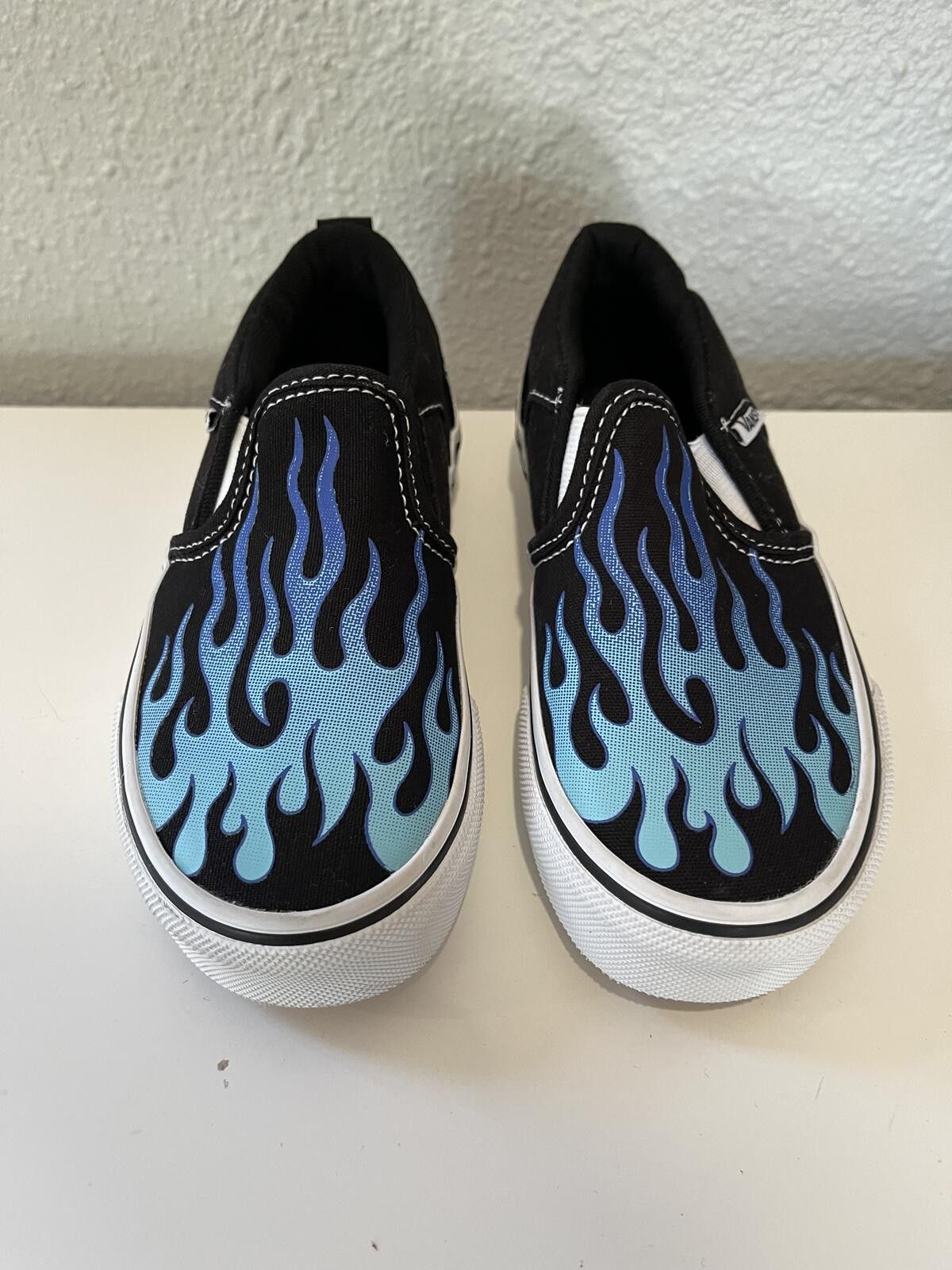 Vans Vans Classic Slip-On Shoes with Blue Flame Design Size US 11 / EU 44 - 2 Thumbnail