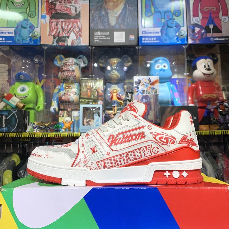 Louis Vuitton Louis Vuitton Trainer Low Top Sneakers with Red Graphics -2 Size US 8 / EU 41 - 6 Thumbnail