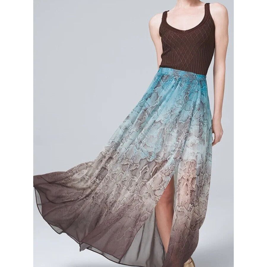 White House Black Market White House Black Market Chiffon Snakeskin Maxi Skirt 00 Size 24" / US 00 / IT 34 - 9 Thumbnail