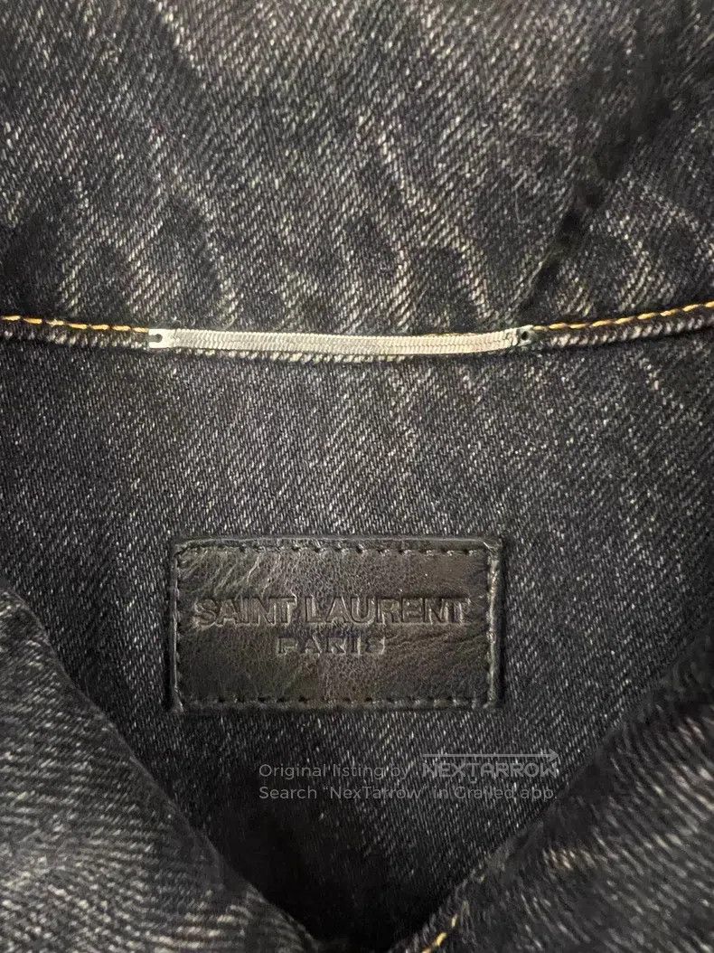 Saint Laurent Paris Saint Laurent Paris Black Washed Denim Yellow Line Jacket Size US S / EU 44-46 / 1 - 2 Thumbnail