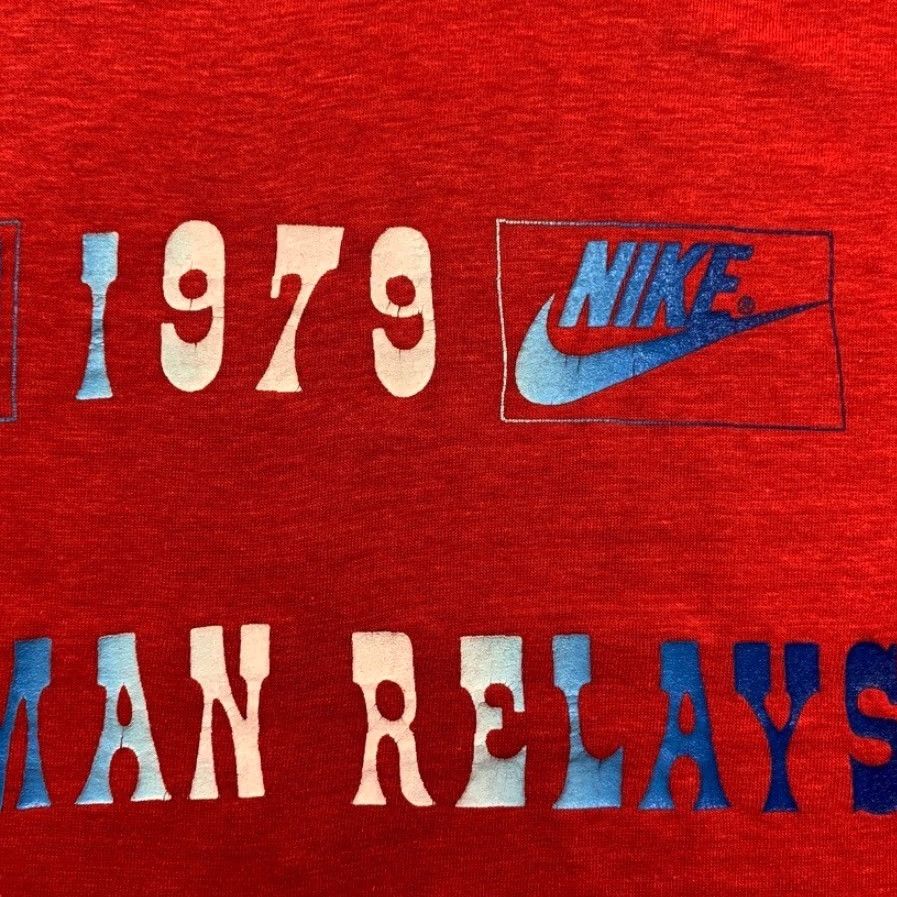 Nike VINTAGE Nike T-Shirt USA 70s 80s 90s Bar XL Red Crew Neck Short Sleeve Graphic Tee Men Size US XL / EU 56 / 4 - 3 Thumbnail