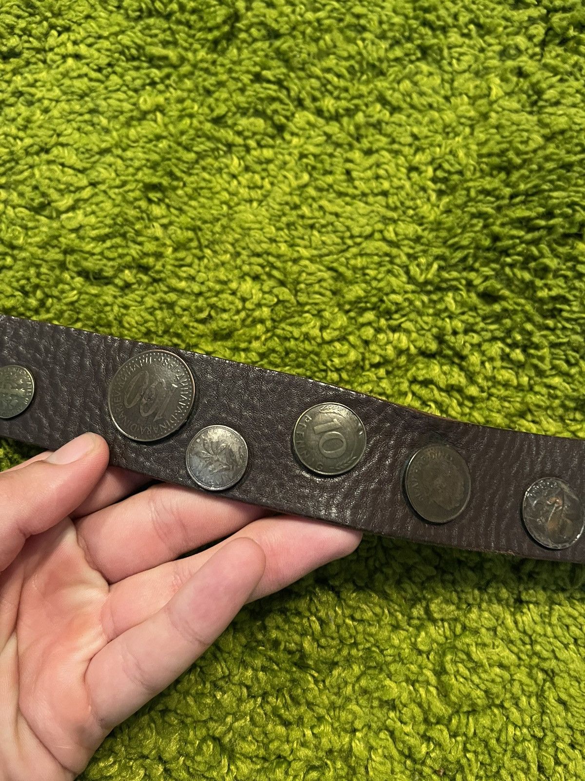 Cowboy Equipment × Genuine Leather × Vintage Western Cowboy style coin buckle money belt Size 30 - 7 Thumbnail