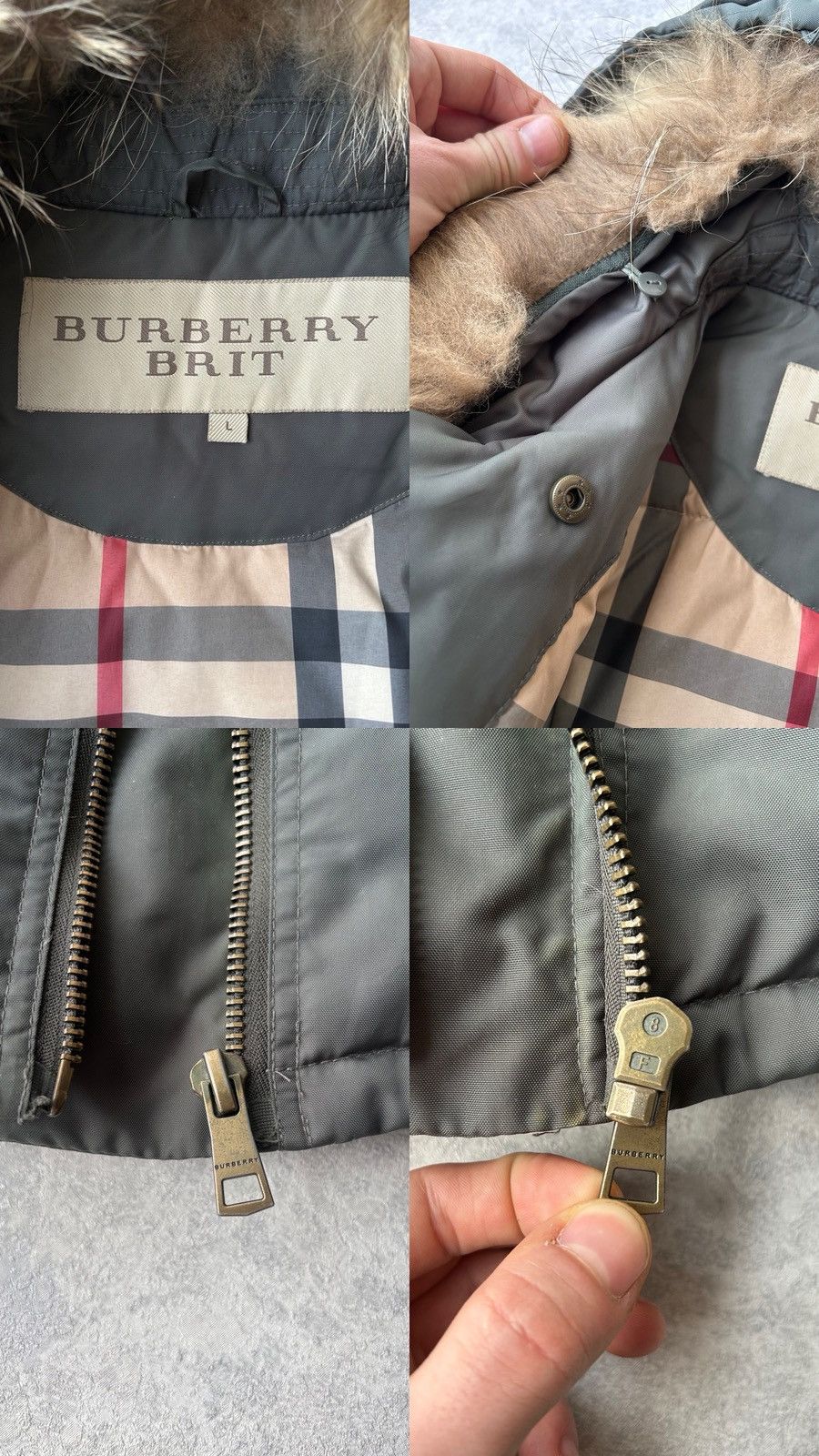 Burberry Burberry Brit Fur Ski Down Nova Check Parka Jacket Size L / US 10 / IT 46 - 18 Thumbnail