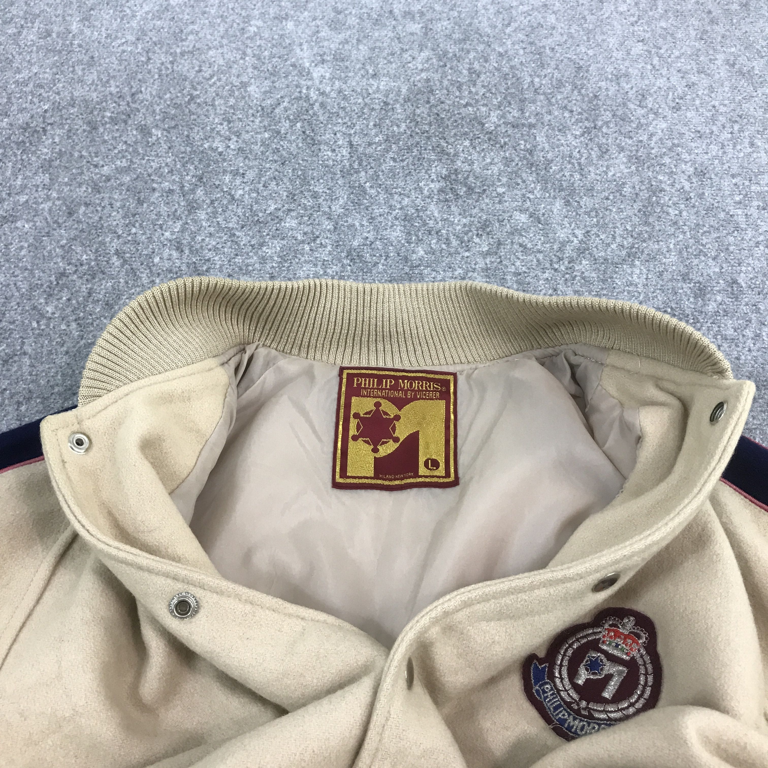 Japanese Brand PHILIP MORRIS JAPAN VARSITY SNAP BUTTON JACKET Size US L / EU 52-54 / 3 - 7 Thumbnail