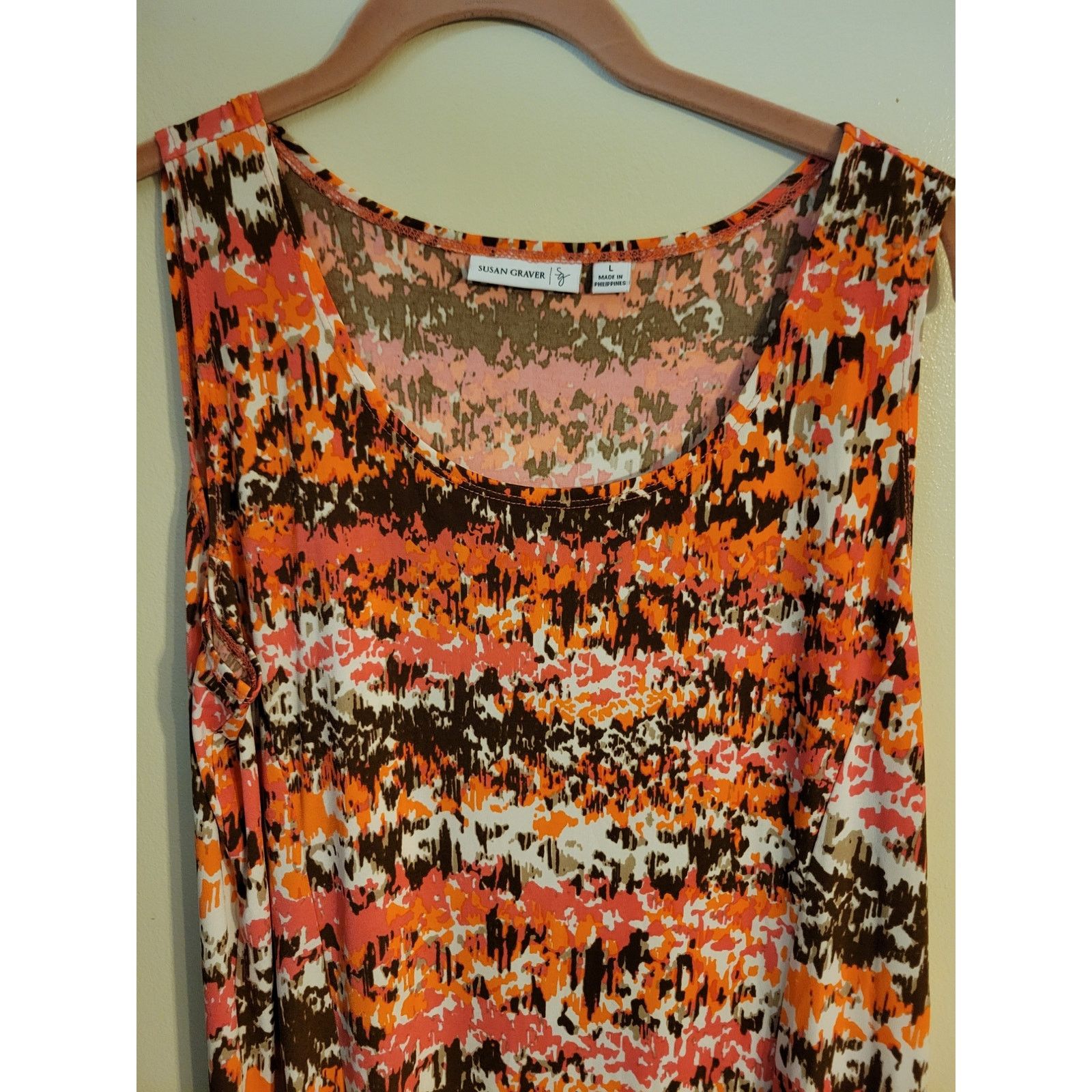 Other Susan Graver Peach Flowered Dress L Size L / US 10 / IT 46 - 2 Thumbnail