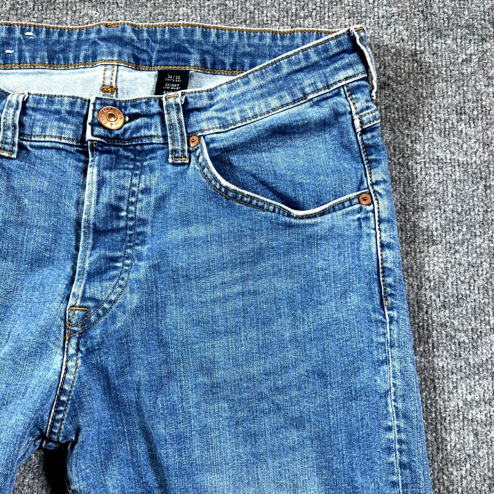 H&M H&M Jeans Men 34x32 Blue Denim Medium Wash 5-Pocket Low Waist Skinny Leg Outdoor Jeans Mens Blue 34x32 Regular Fit Typed: Jeans Size US 34 / EU 50 - 3 Thumbnail