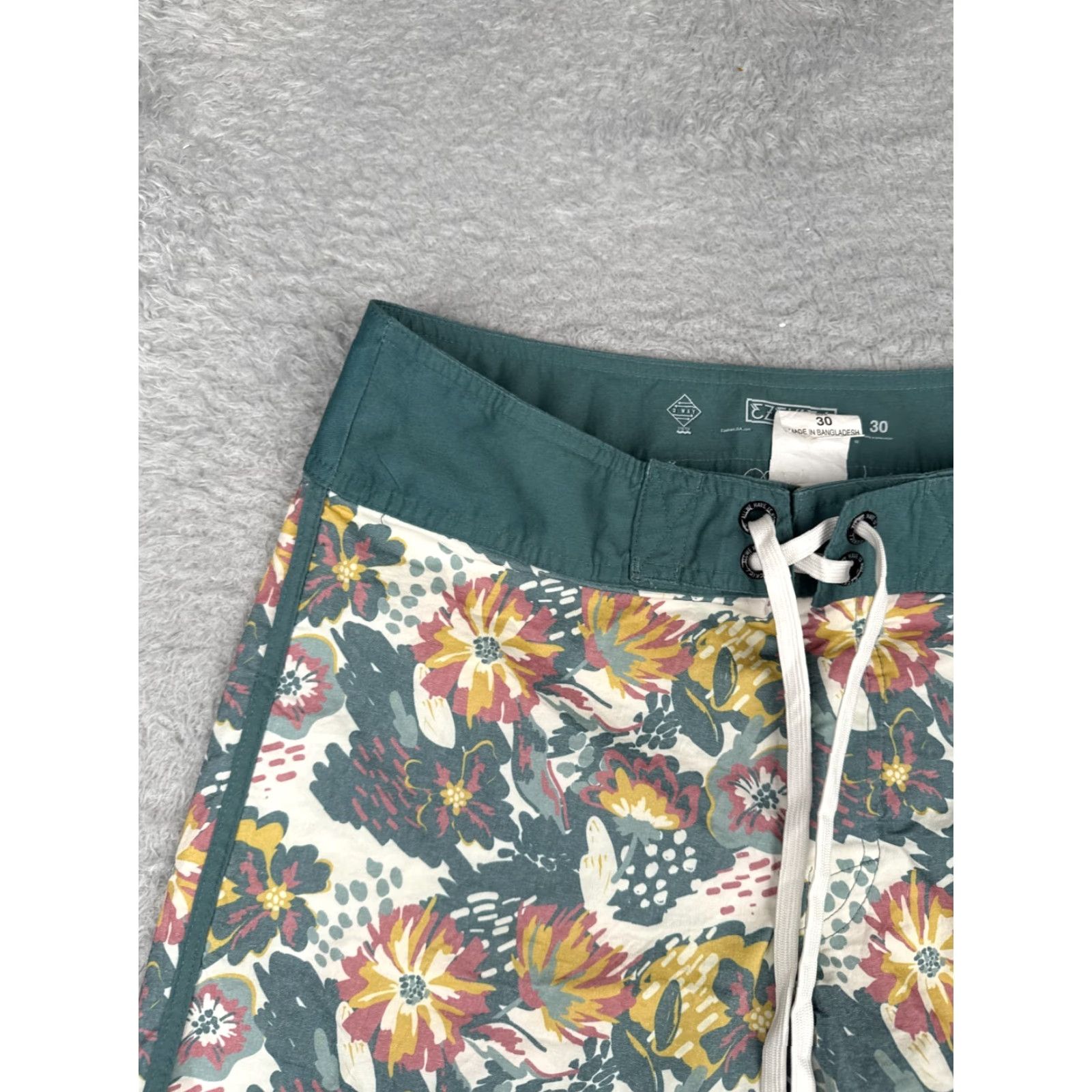 Vintage Ezekiel Women Board Shorts 30 Green Floral 2 Way Stretch Nylon Cotton 30x8 Pockets Size ONE SIZE - 4 Thumbnail