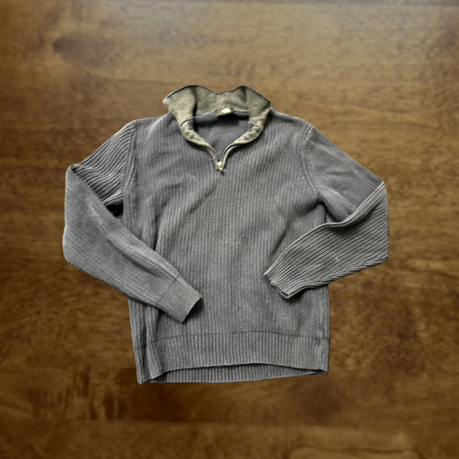 Calvin Klein Calvin Klein Sweater Mens Large Gray Ribbed Half Zip Mock Neck Pullover Size US M / EU 48-50 / 2 - 1 Thumbnail