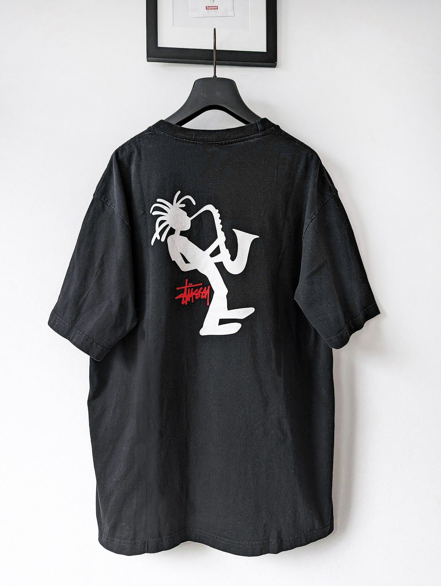 image of 90's Stussy Rasta Jazz Player Jazzman T Shirt Black, Men's (Size Large)
