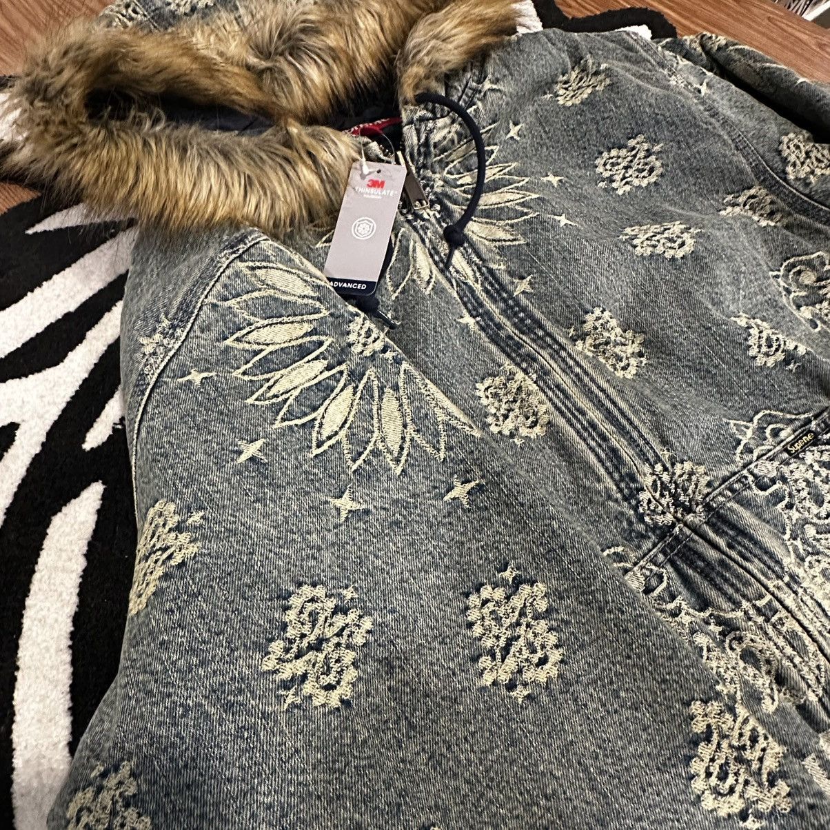 Supreme Supreme Bandana Jacquard Denim Hooded Work Jacket Blue Size US L / EU 52-54 / 3 - 3 Thumbnail