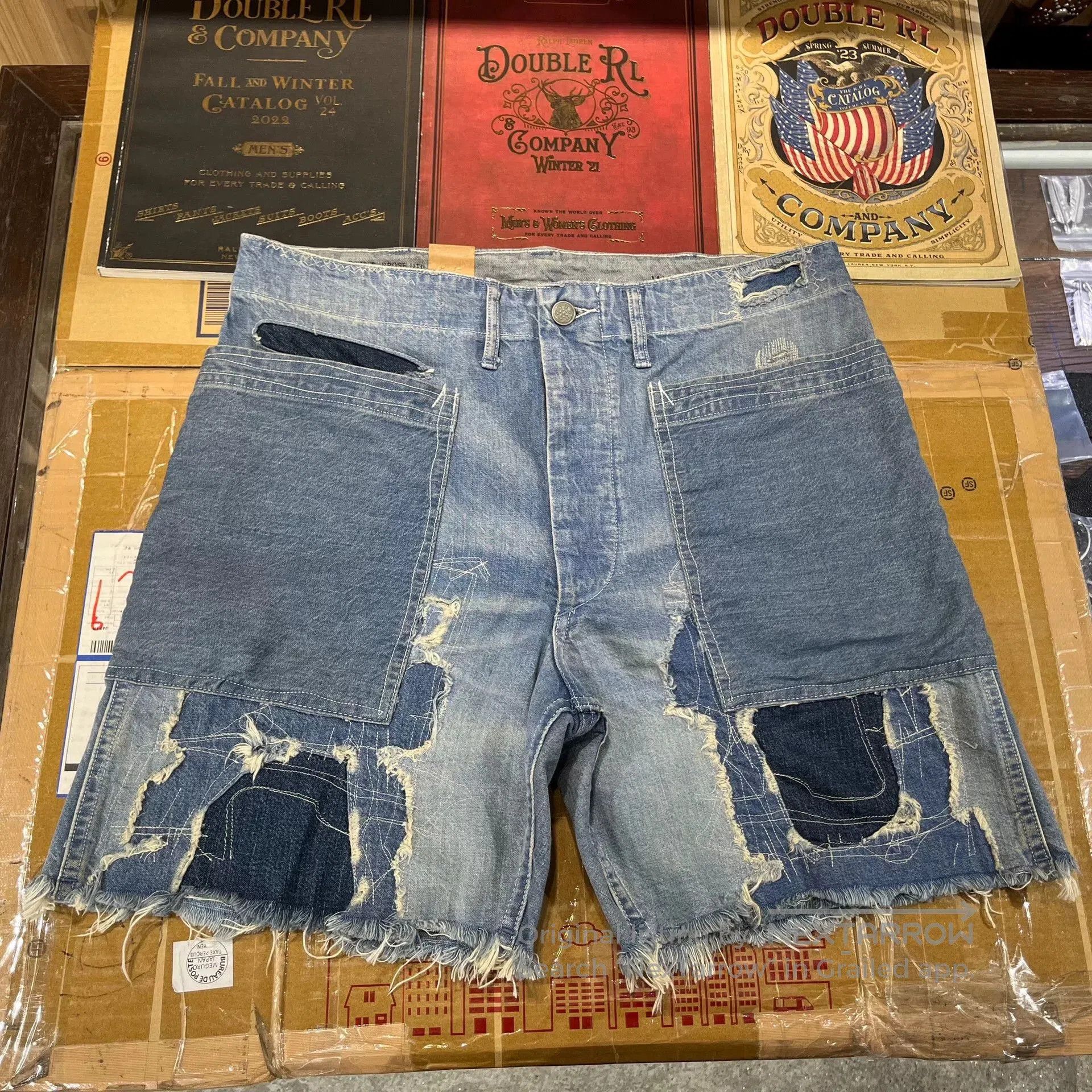 RRL Ralph Lauren rrl patchwork denim shorts by ralph lauren. Size US 30 / EU 46 - 1 Thumbnail