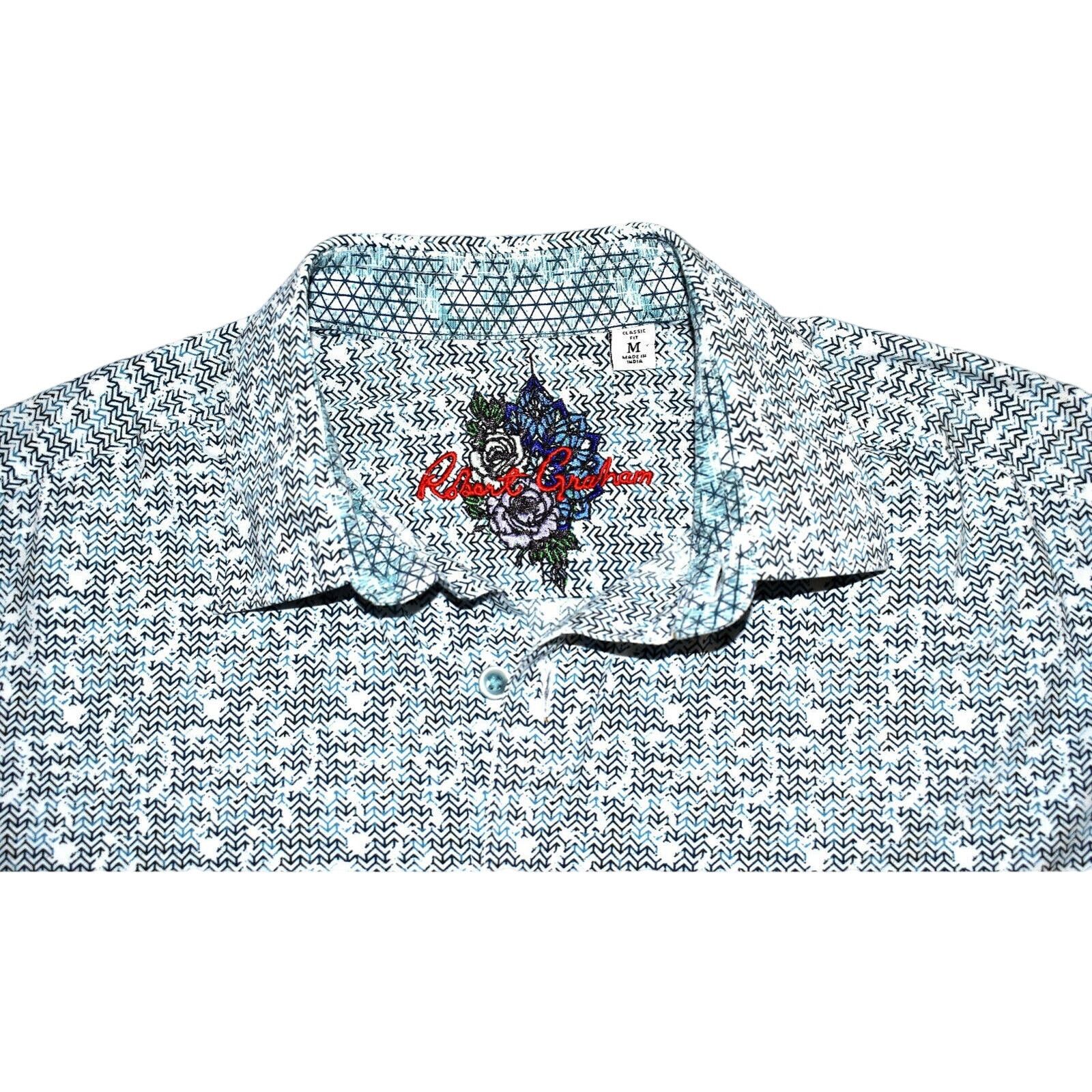 Robert Graham ROBERT GRAHAM White Zig Zag Print Classic Fit Shirt Size M Size US M / EU 48-50 / 2 - 2 Thumbnail