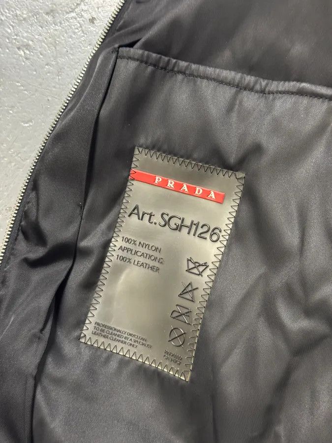 Designer × Prada × Vintage AW2009 Prada Black Leather & Nylon Hybrid Jacket Size US L / EU 52-54 / 3 - 6 Thumbnail