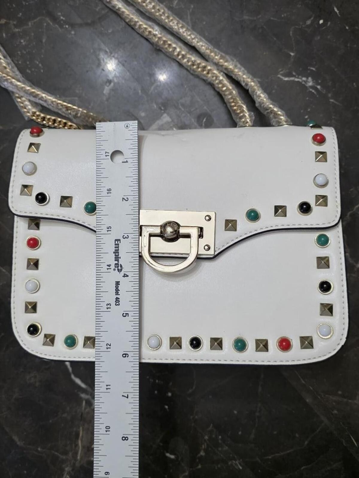 Other Vintage Gail Labelle White Stud Shoulder Bag Gold Chain NWOT Size ONE SIZE - 6 Thumbnail
