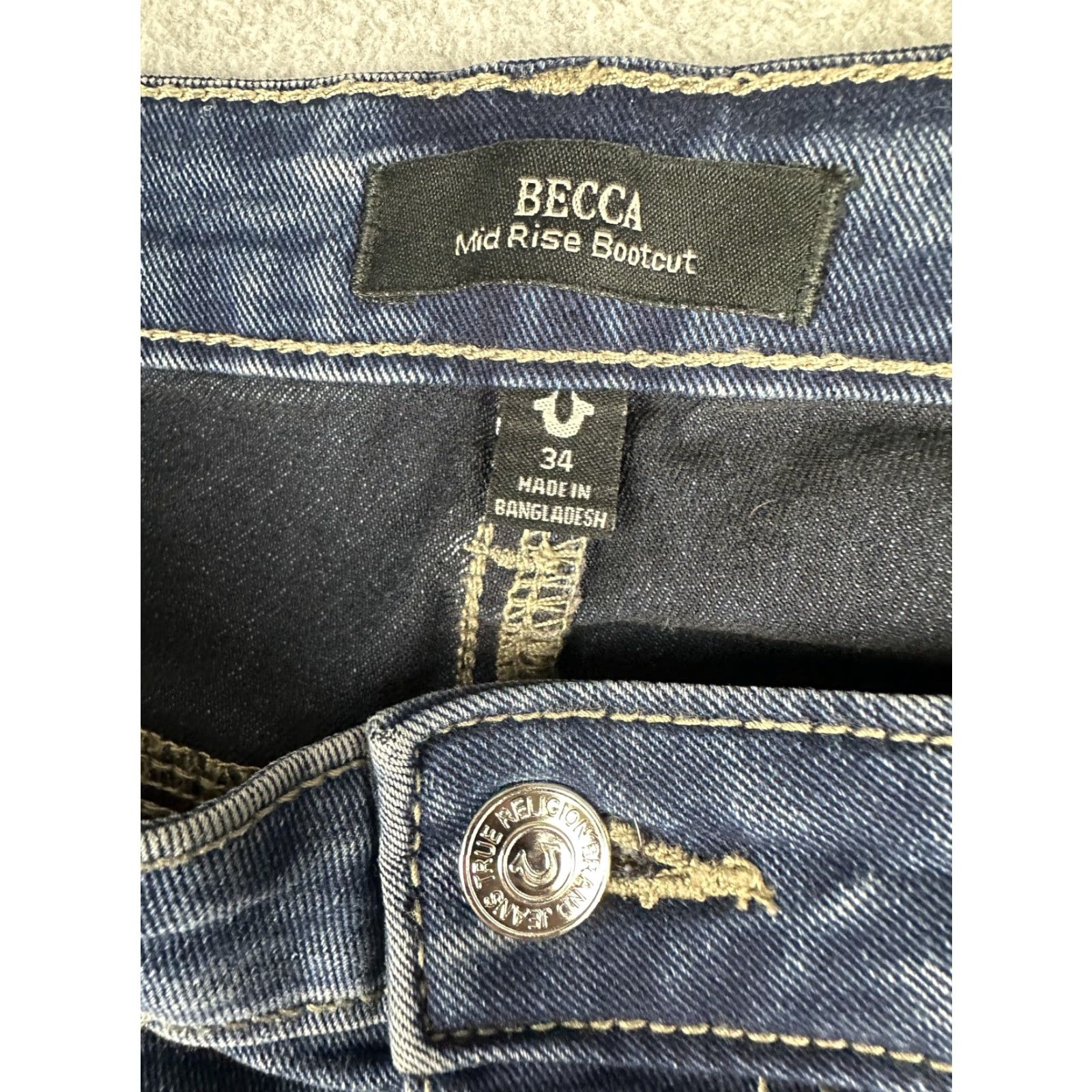 True Religion VINTAGE True Religion Becca Jeans Womens 34 Blue Medium Wash Mid Rise Bootcut Rhinestone Size 24" / US 00 / IT 34 - 4 Thumbnail