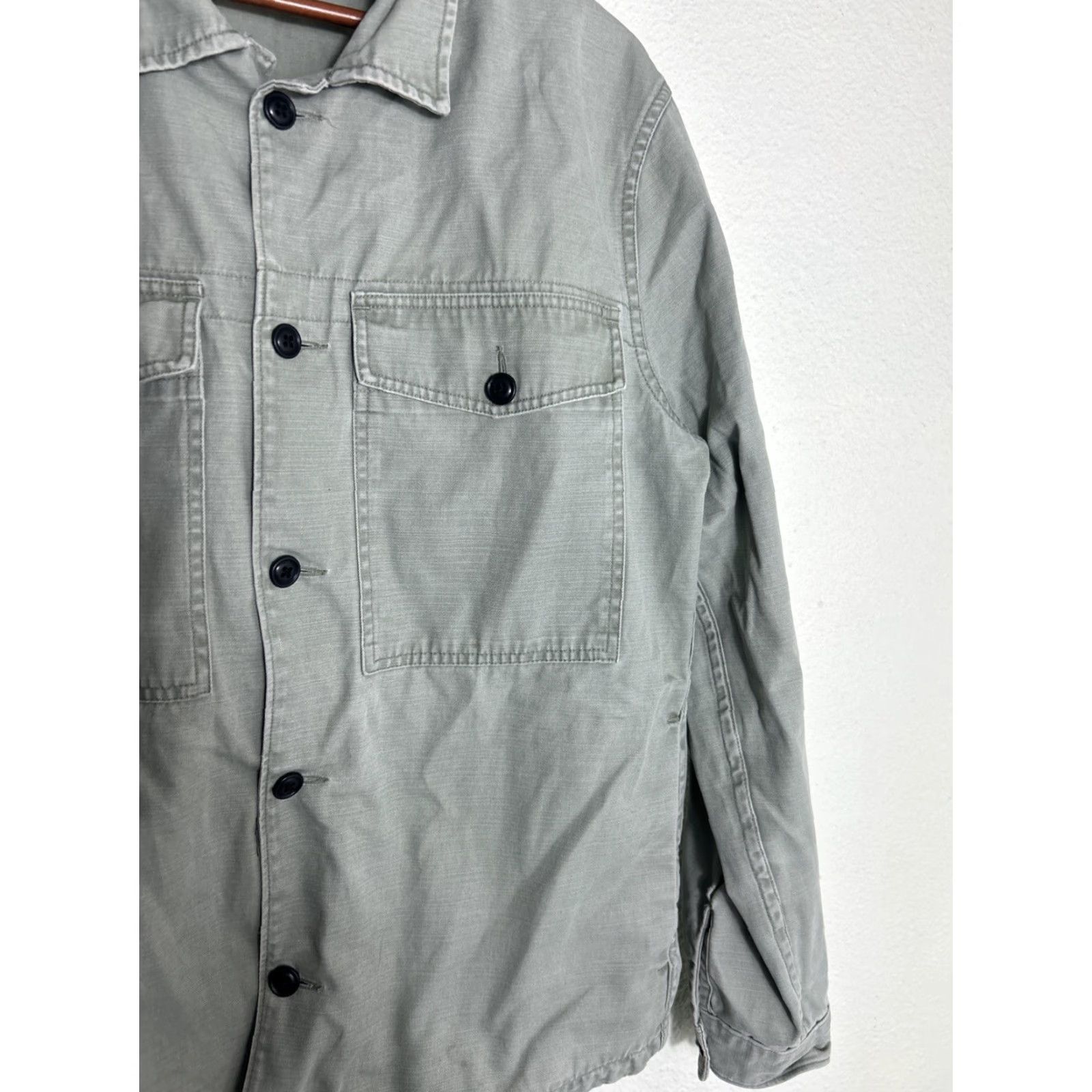 Abercrombie & Fitch Abercrombie & Fitch Mens Large Green Button-Up Cotton Field Jacket Long Sleeve Size US L / EU 52-54 / 3 - 5 Thumbnail