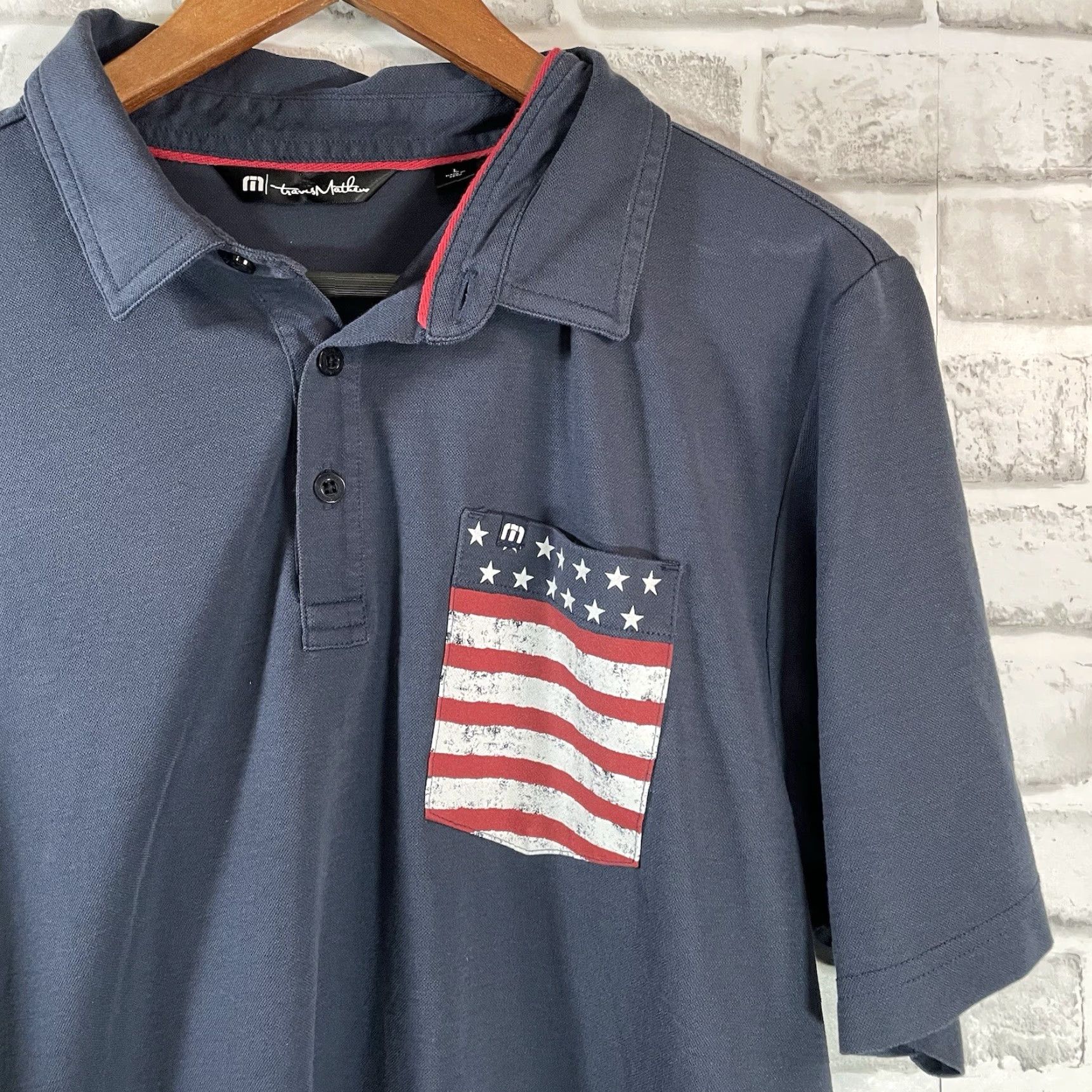 TravisMathew Travis Mathew Polo Shirt Mens Size L Athletic USA Graphic Dark Blue Polo Shirt Mens Size L USA Athletic Graphic Polo Shirt Blue Size US L / EU 52-54 / 3 - 2 Thumbnail
