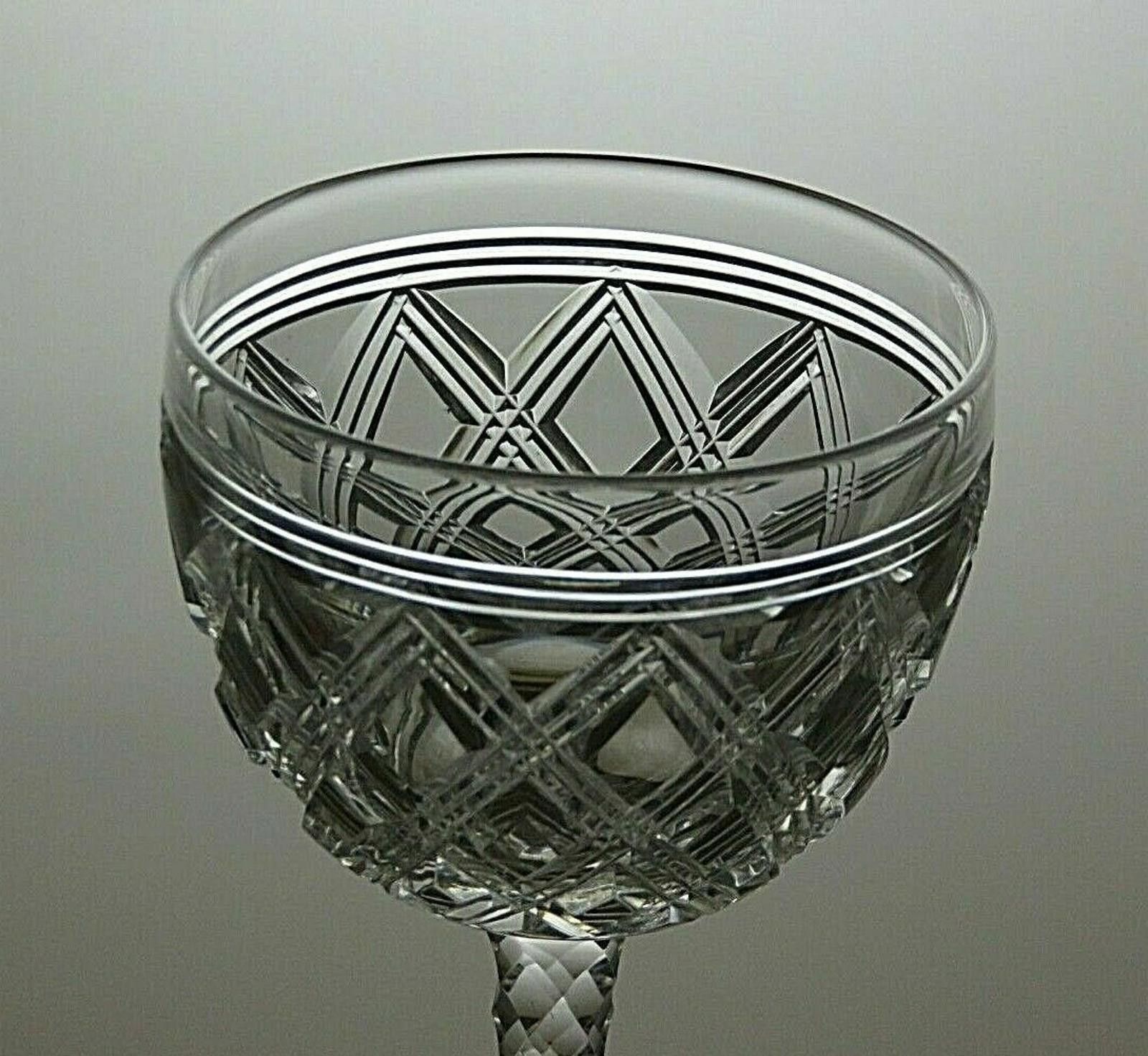 The Unbranded Brand Antique Cut Crystal Sherry Set Of 6 Glasses Faceted Stem Size ONE SIZE - 5 Thumbnail