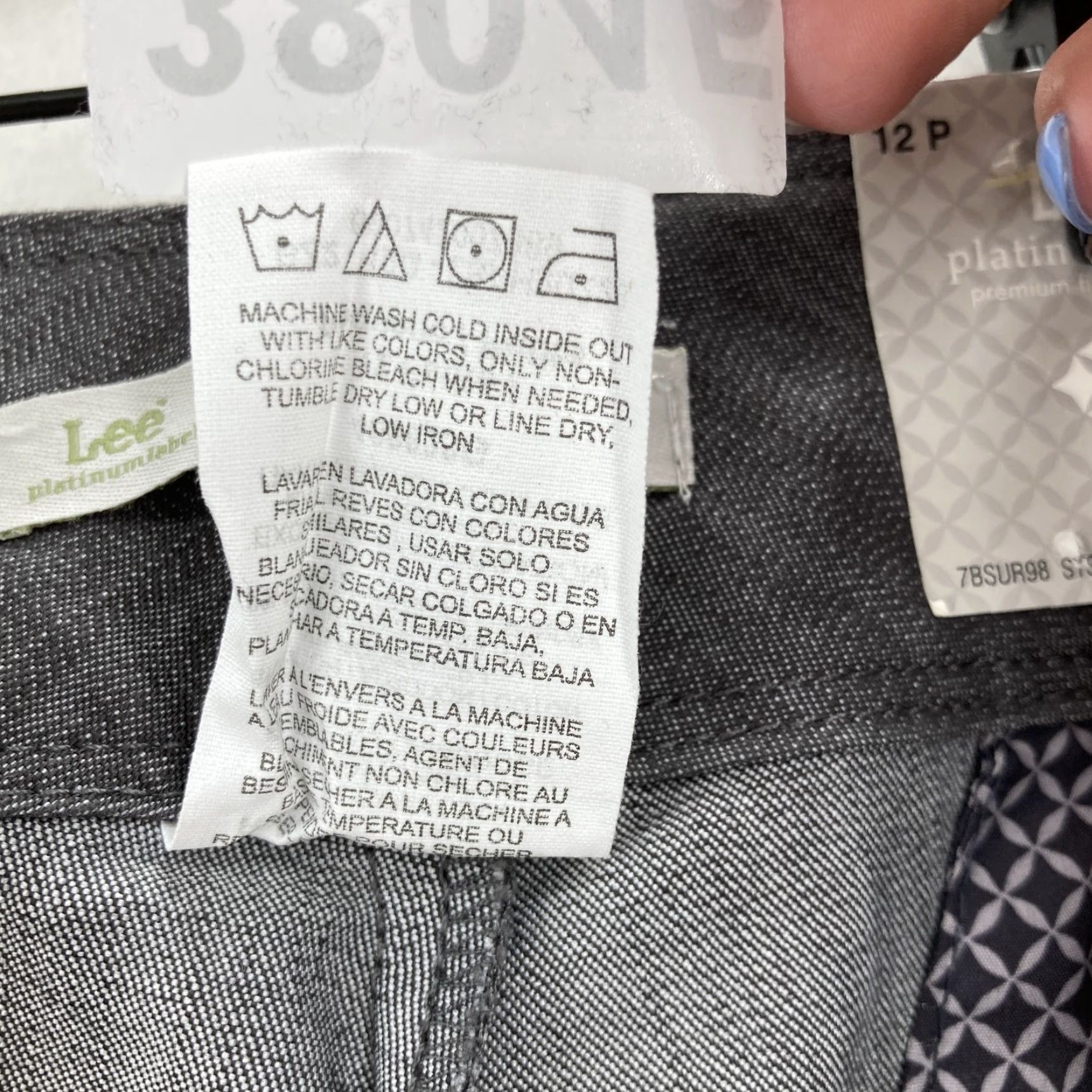 Lee Lee Pants Womens 12P Petite Gray Straight Leg Slimming Logo Work Pockets 28in Inseam Cotton Polyester Spandex Twill Dress Pants Size 34" / US 12 / IT 48 - 6 Thumbnail