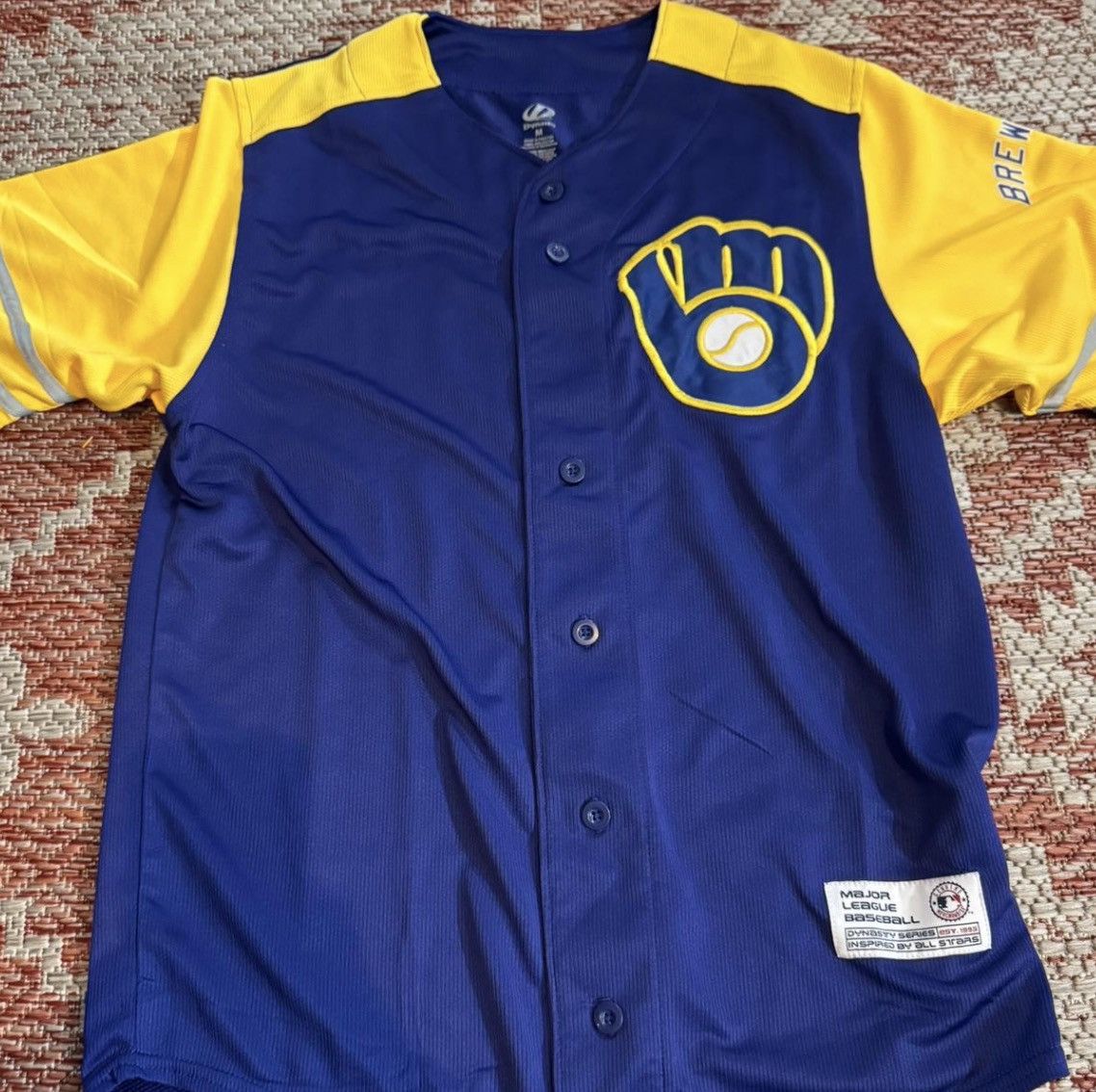 MLB Milwaukee Brewers MLB baseball Jersey sz Medium Blue Yellow Size US M / EU 48-50 / 2 - 1 Thumbnail