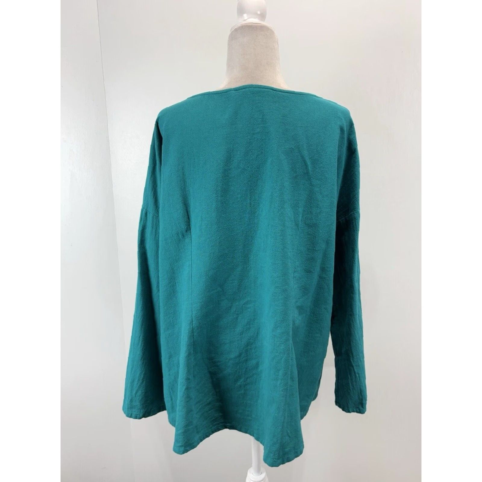 Soft Surroundings Soft Surroundings Women's Teal Tunic Top Large Cotton Gauze Lagenlook Casual Shirt Womens Size L / US 10 / IT 46 - 3 Thumbnail