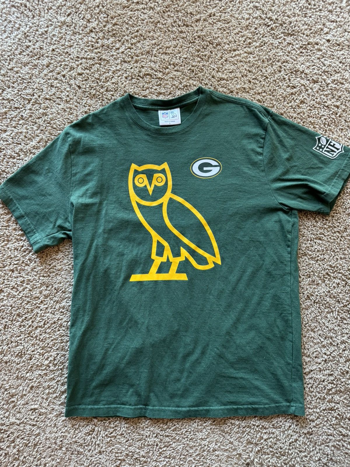 image of Drake x Nfl Ovo X Nfl X Green Bay Packers T-Shirt Large, Men's