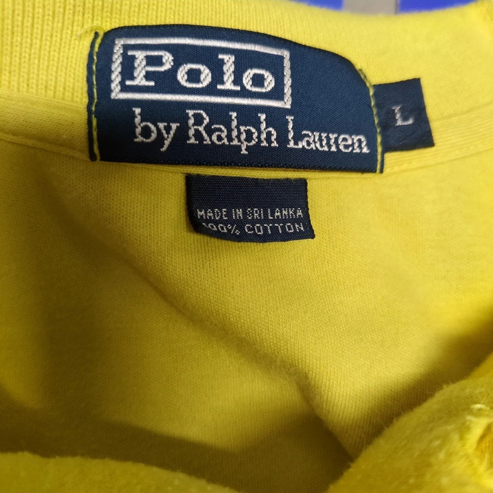 Polo Ralph Lauren Vtg Polo by Ralph Lauren Men's L Polo Shirt Yellow Navy Pony Size US L / EU 52-54 / 3 - 3 Thumbnail