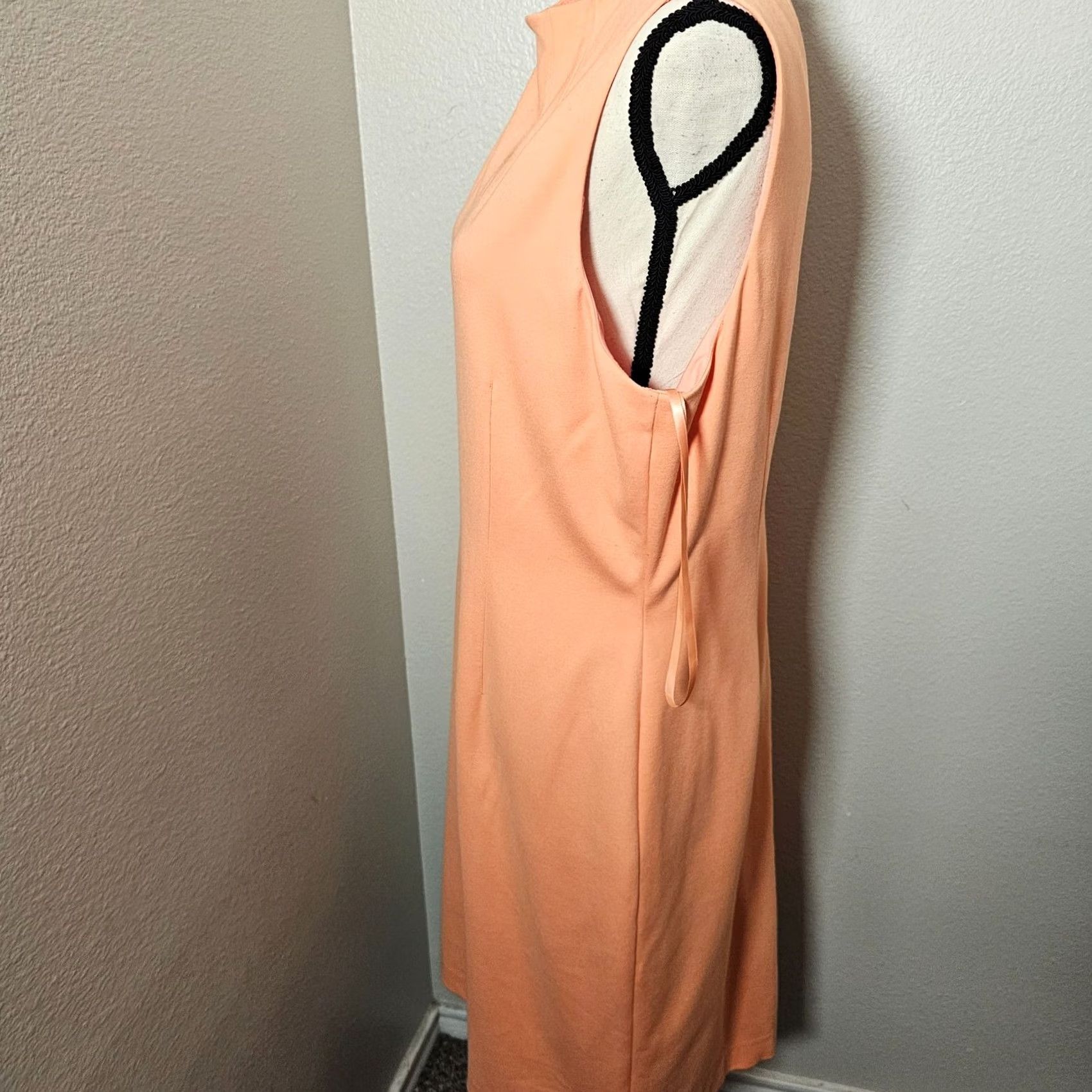 Vintage VINTAGE Antonio Melani Dress Women’s 14 Sleeveless Sheath Orange Coral Zipper Knee Length Pink Round Neck Ladies Size XL / US 12-14 / IT 48-50 - 3 Thumbnail