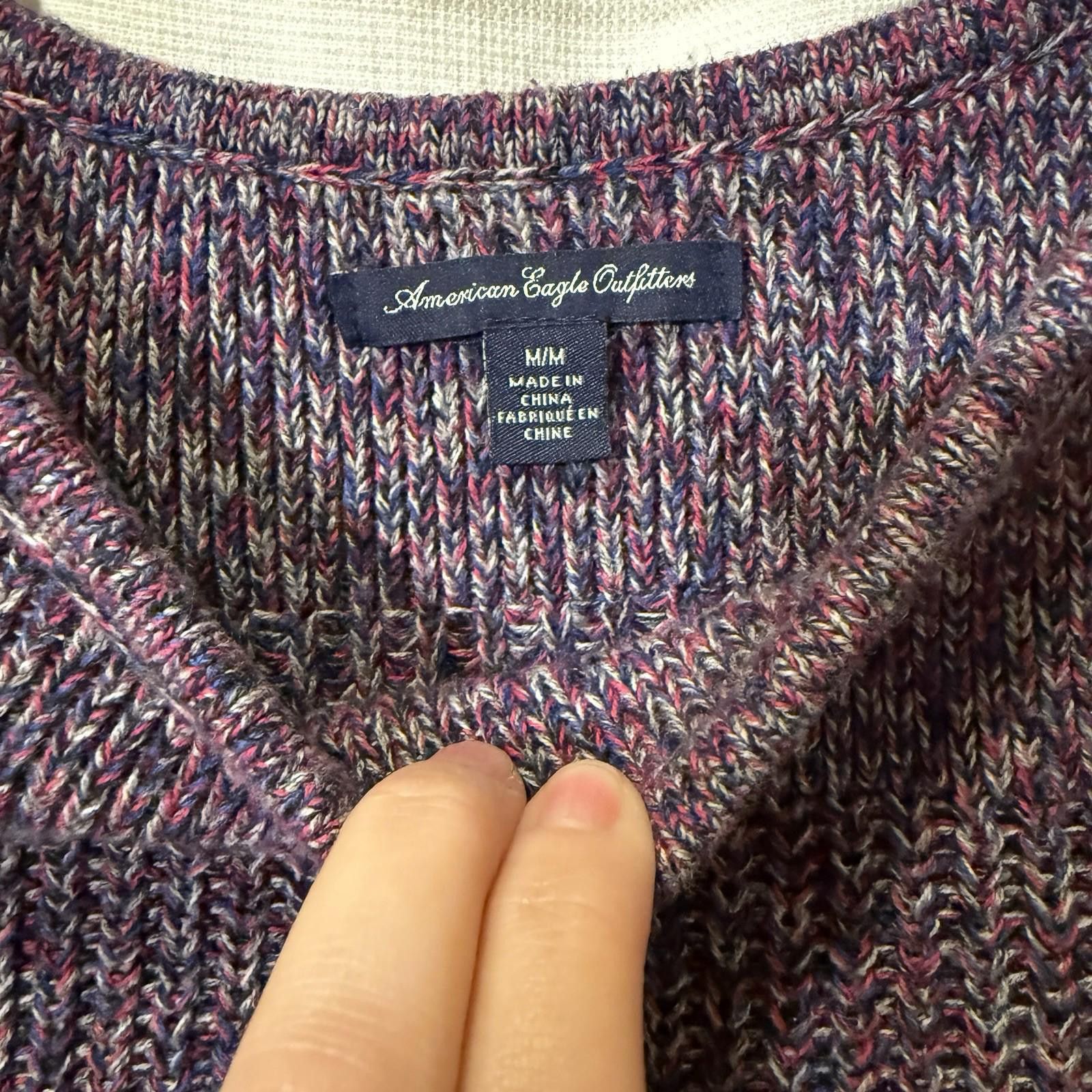 American Eagle Outfitters Y2K American Eagle Cropped Knit Sweater Purple Marled Size M Size M / US 6-8 / IT 42-44 - 3 Thumbnail