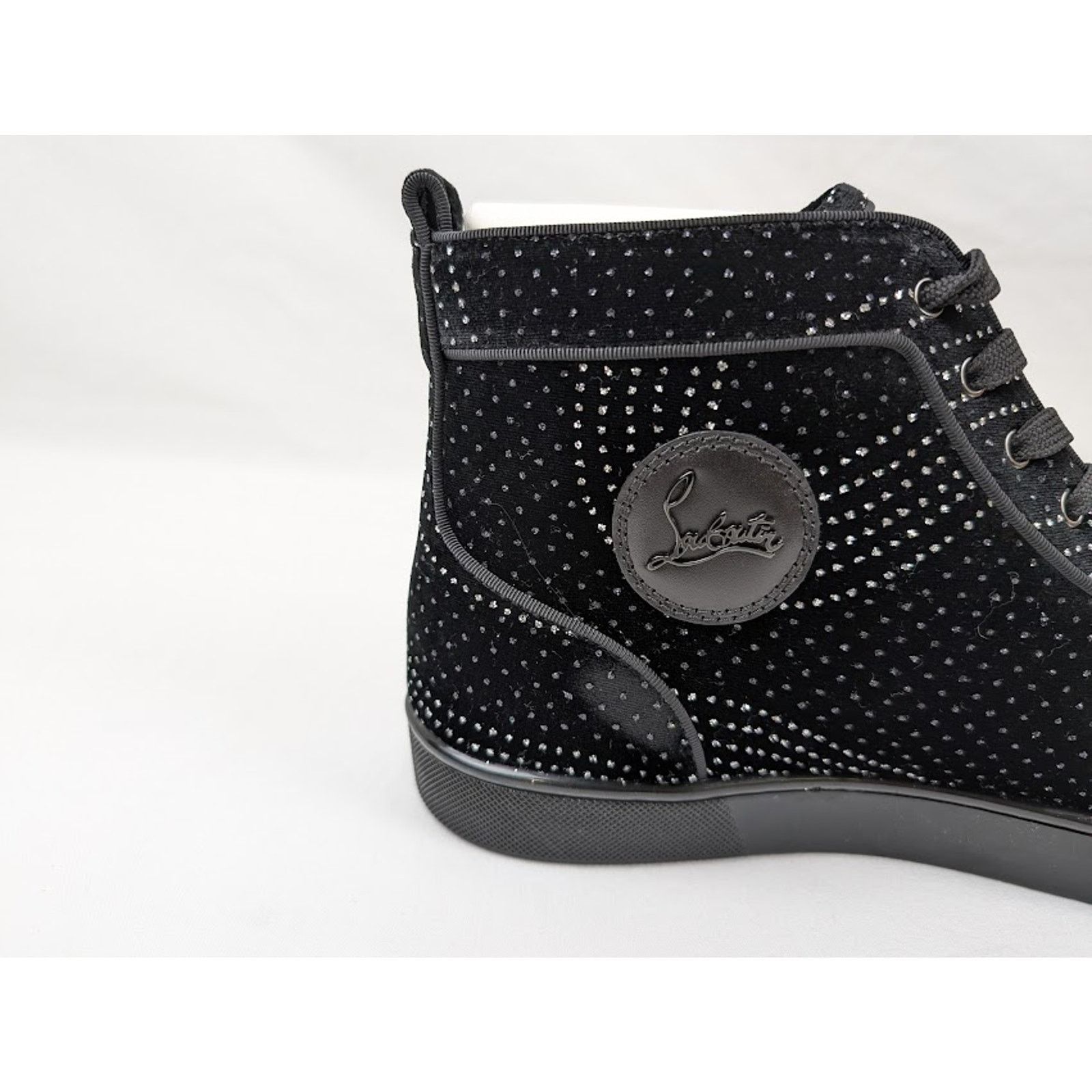 Christian Louboutin o1rshd1 Louis Orlato Flat Hi-Top Sneakers in Black/Silver Size US 13 / EU 46 - 3 Thumbnail